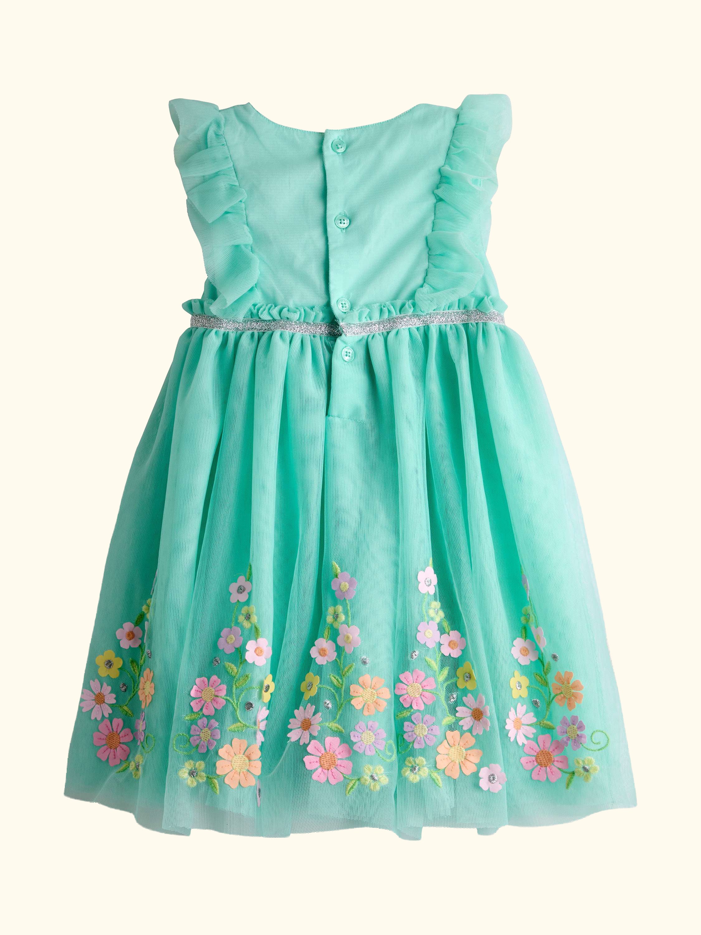 Kids' Ruffle Front Embroidered Tulle Party Dress, Lighthouse