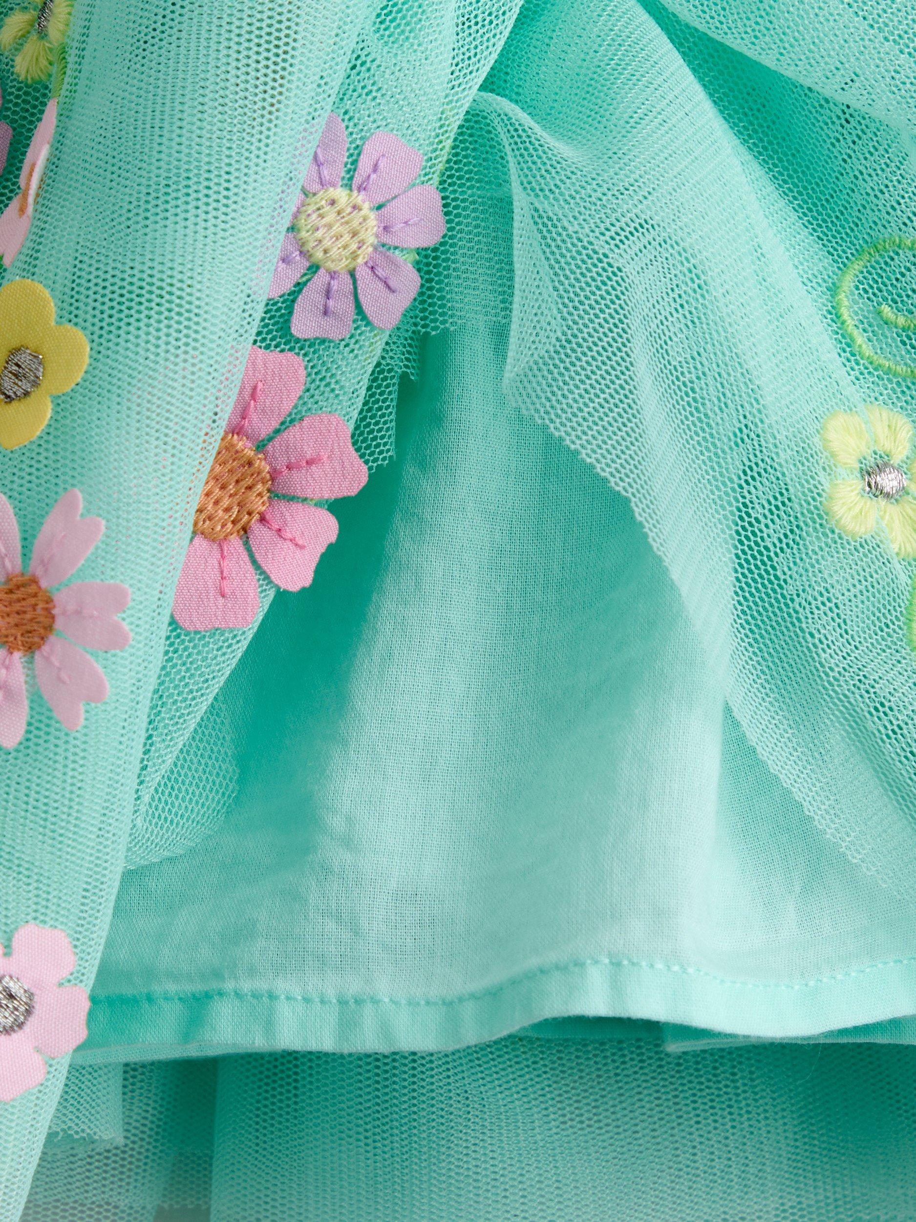 Kids' Ruffle Front Embroidered Tulle Party Dress, Lighthouse