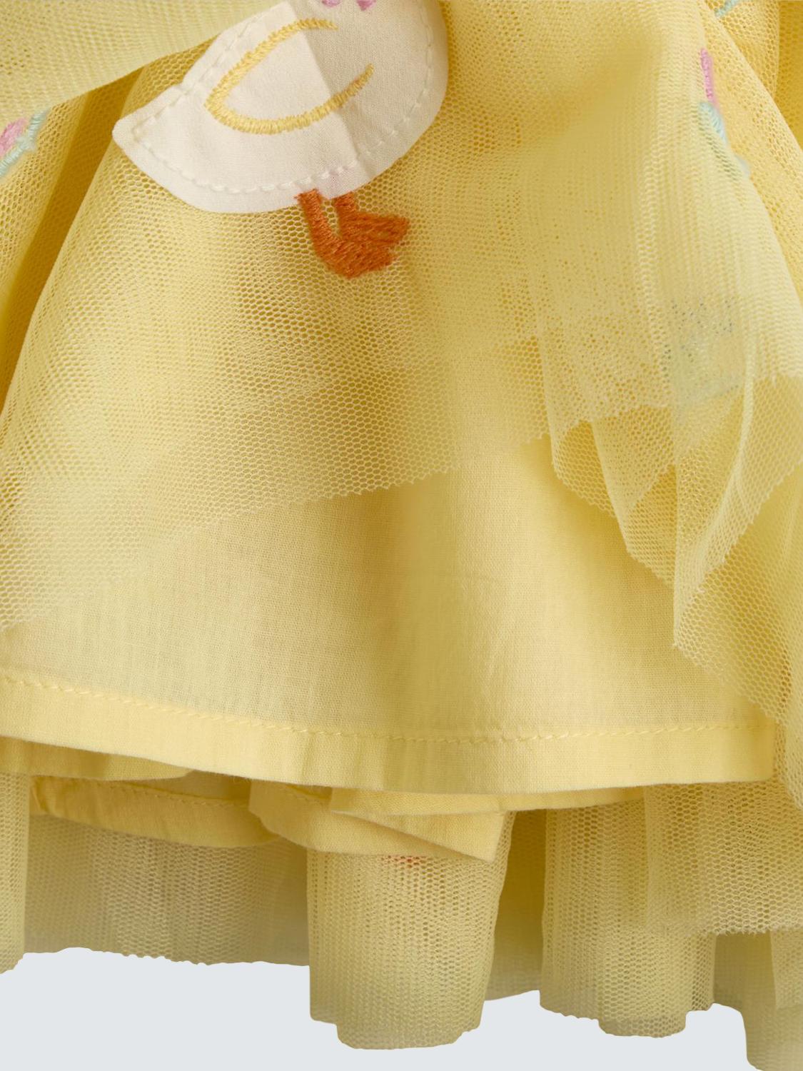 Kids' Appliqué Tulle Party Dress, Mid Yellow