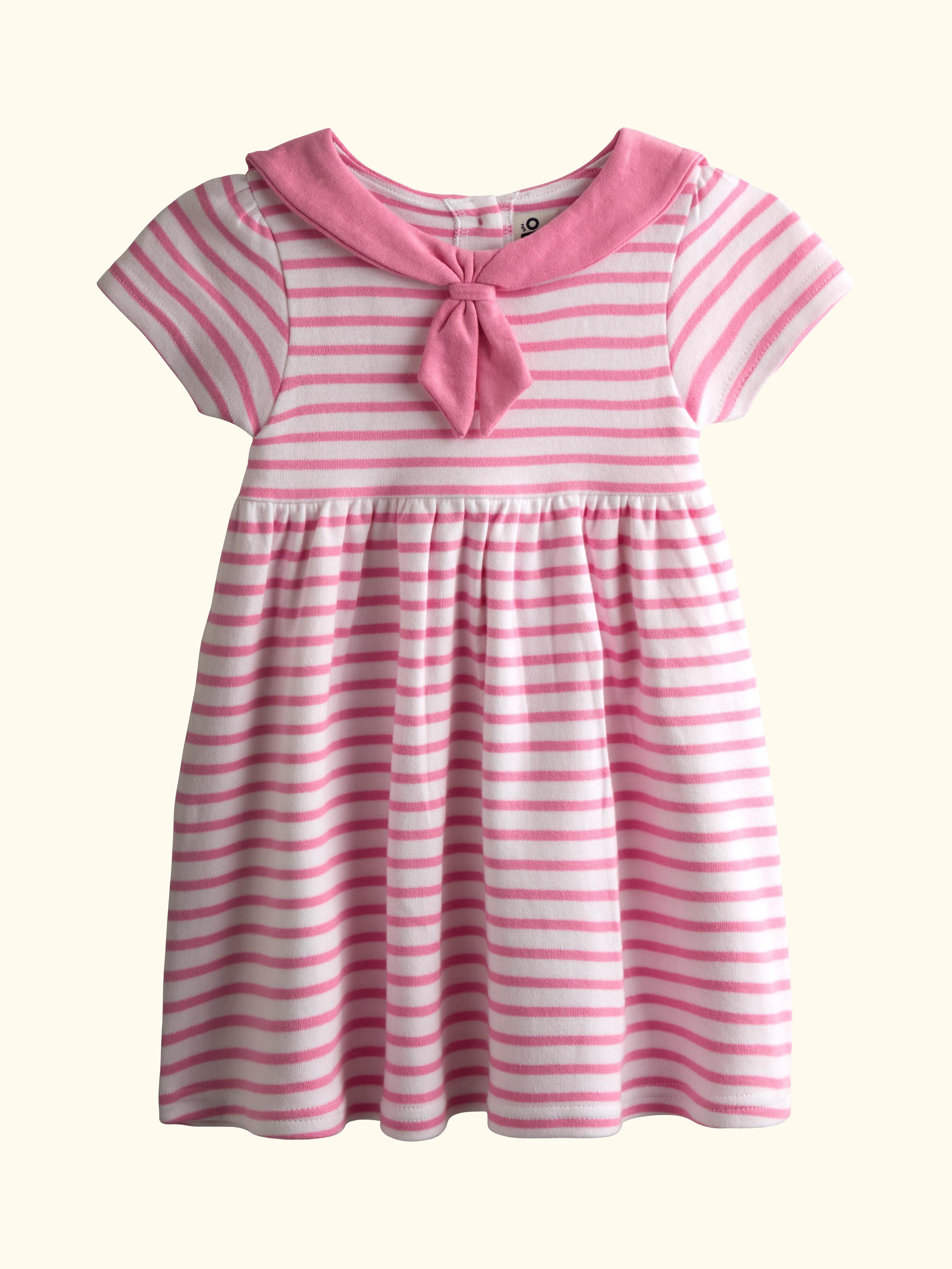 Kids' Short Sleeve Striped Sailor Dress, Light Pink