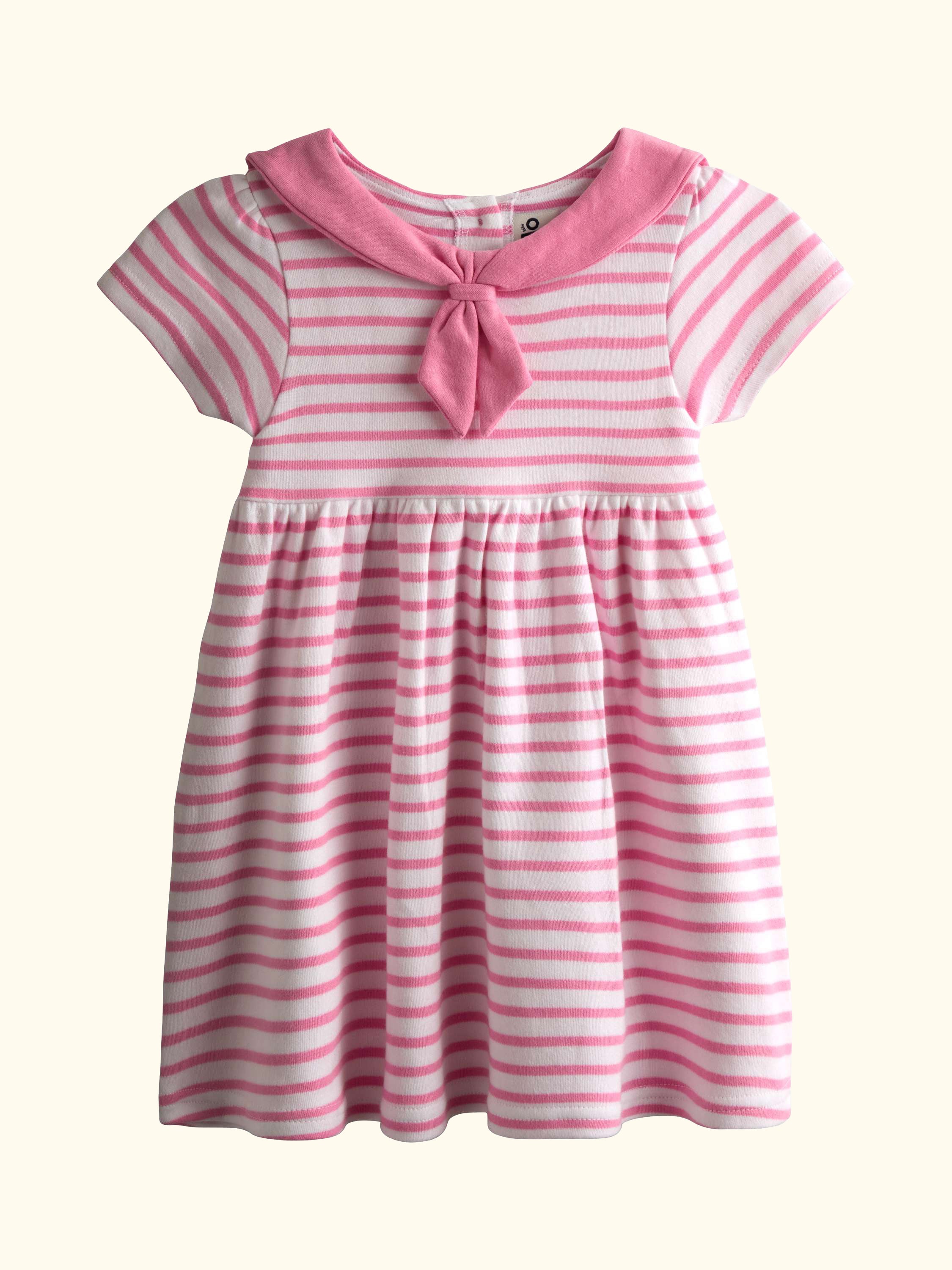 Kids' Short Sleeve Striped Sailor Dress, Light Pink
