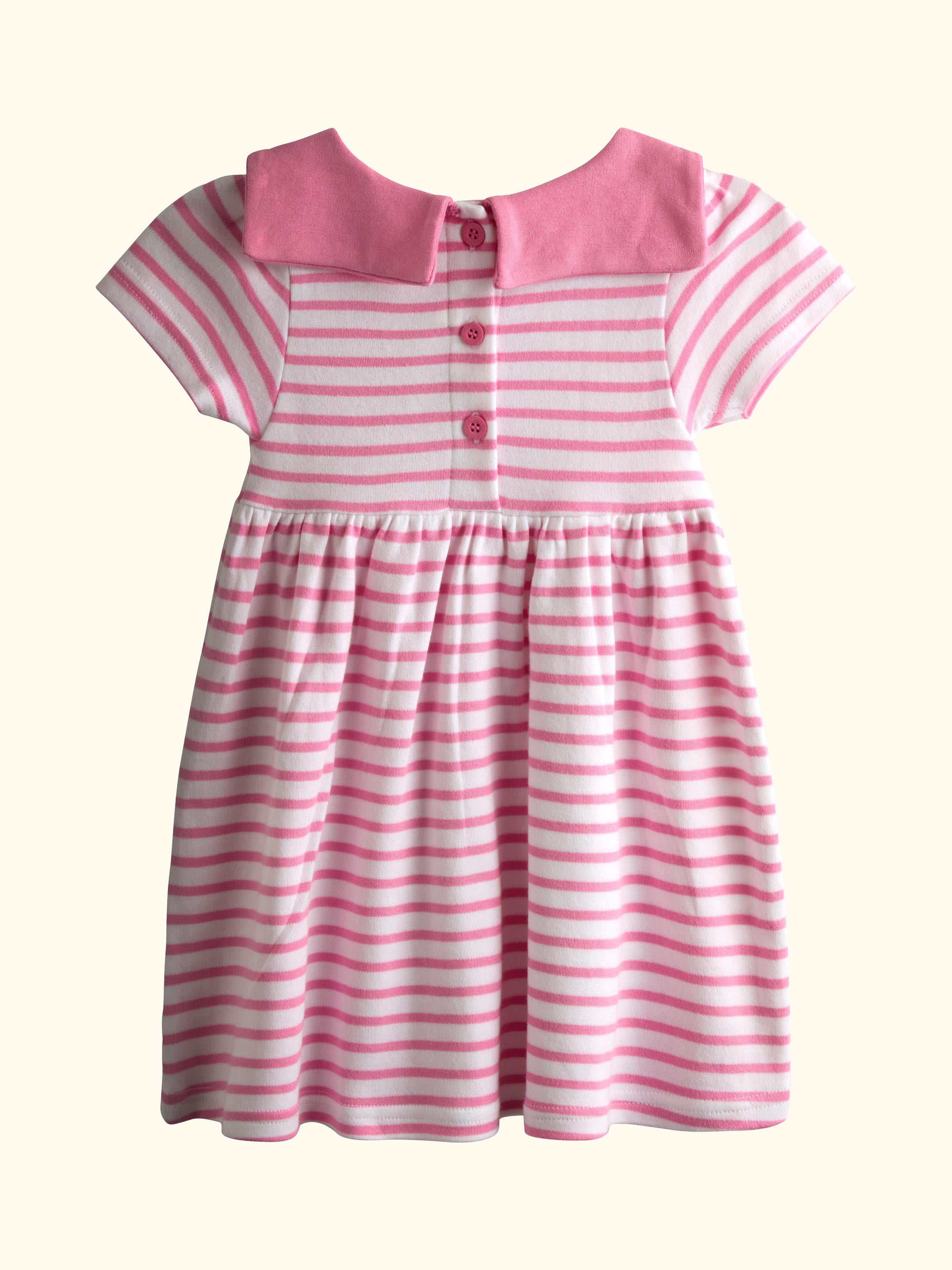 Kids' Short Sleeve Striped Sailor Dress, Light Pink