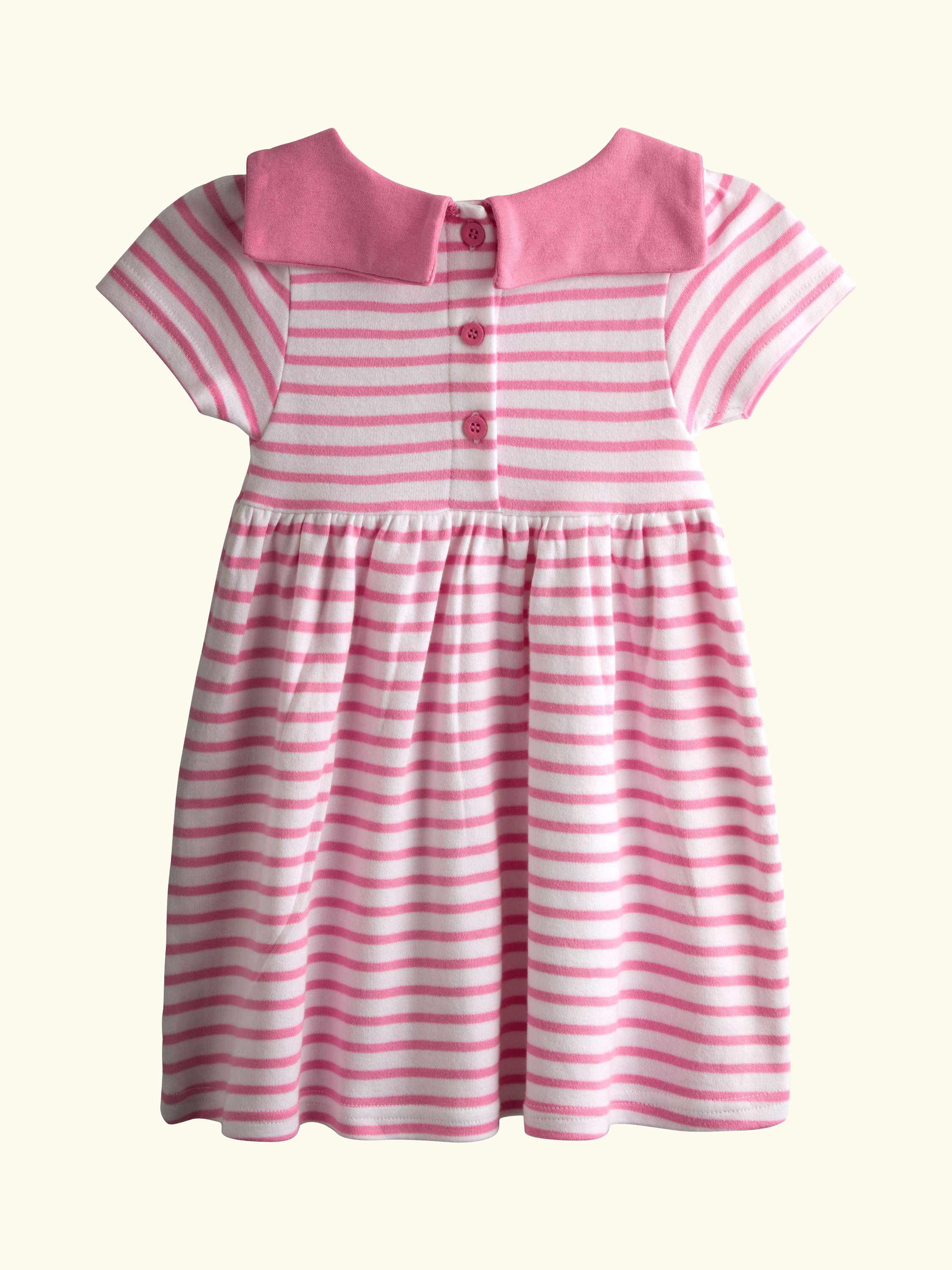 Kids' Short Sleeve Striped Sailor Dress, Light Pink