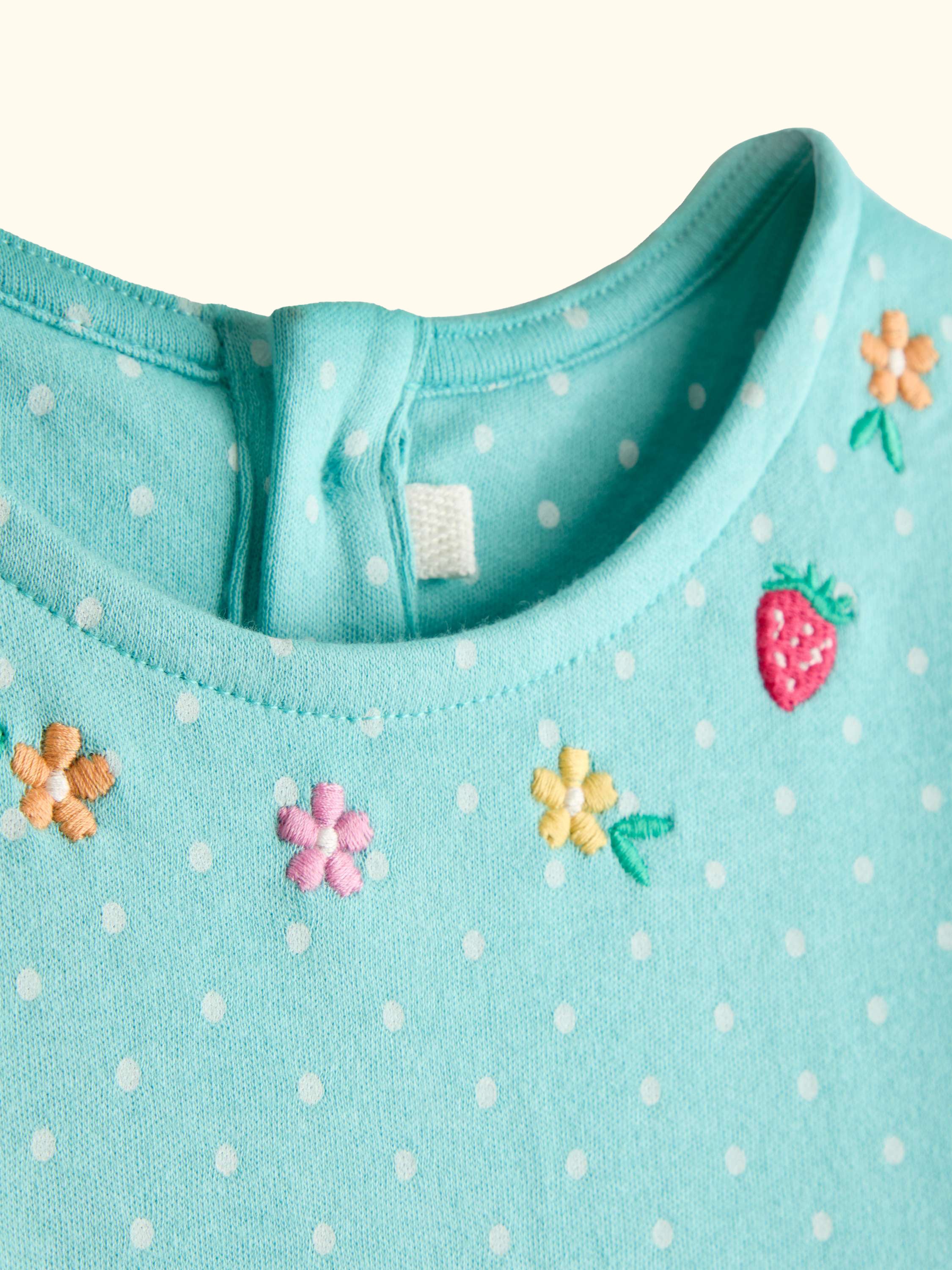 Kids' Appliqué Frill Short Sleeve Dress, Duck Egg Blue