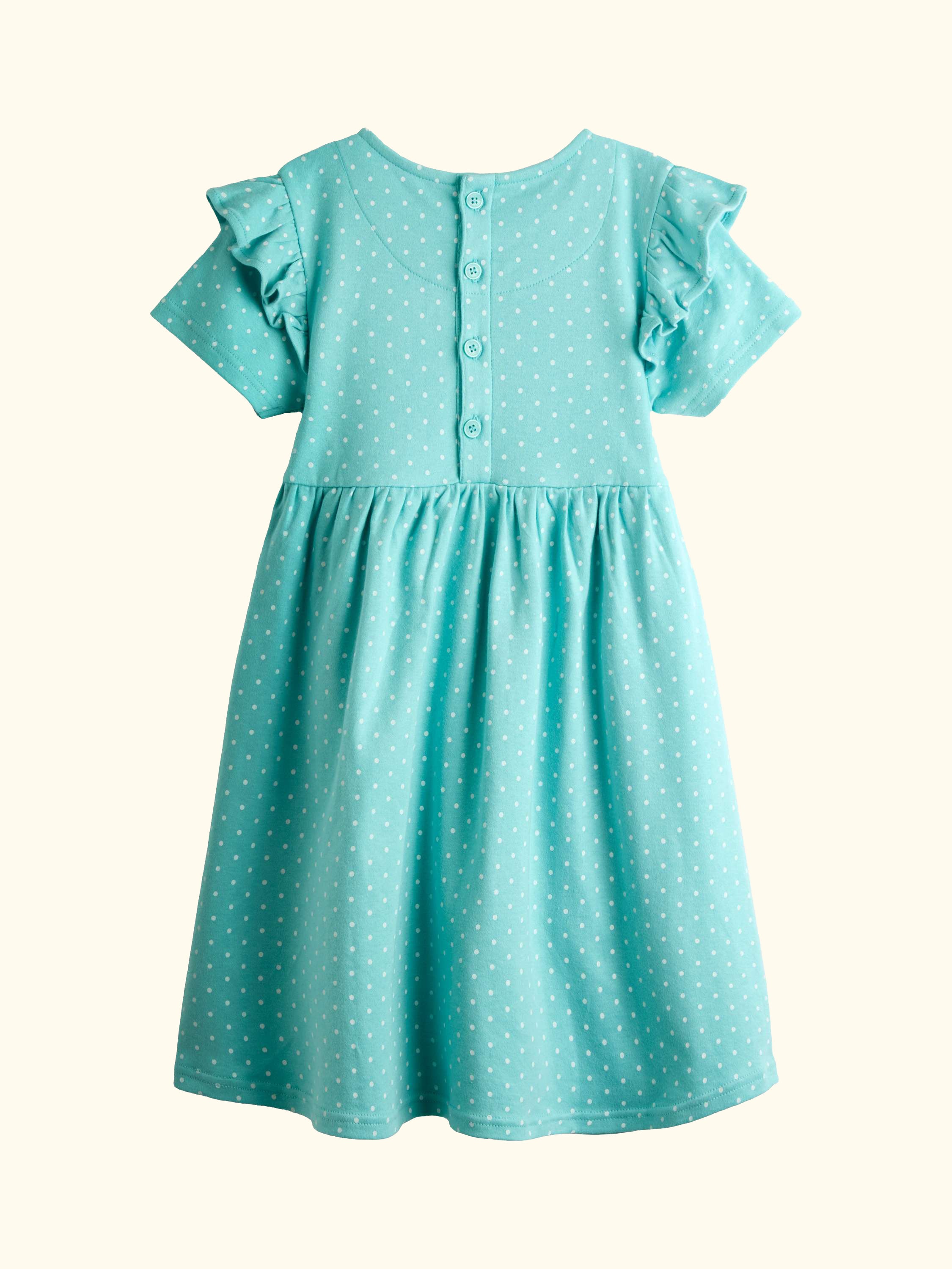 Kids' Appliqué Frill Short Sleeve Dress, Duck Egg Blue