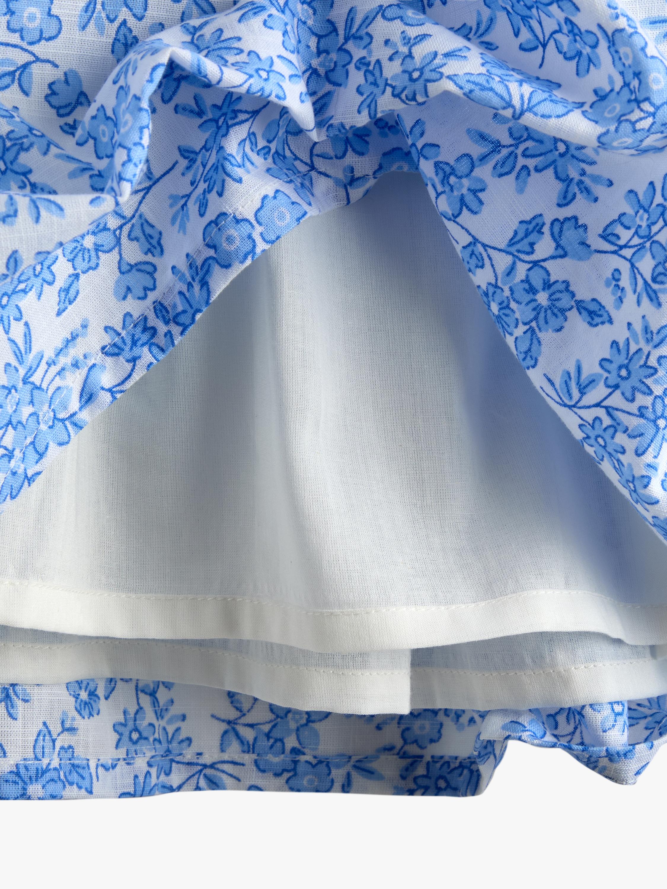 Kids' Floral Smocked Woven Dress, Mid Blue