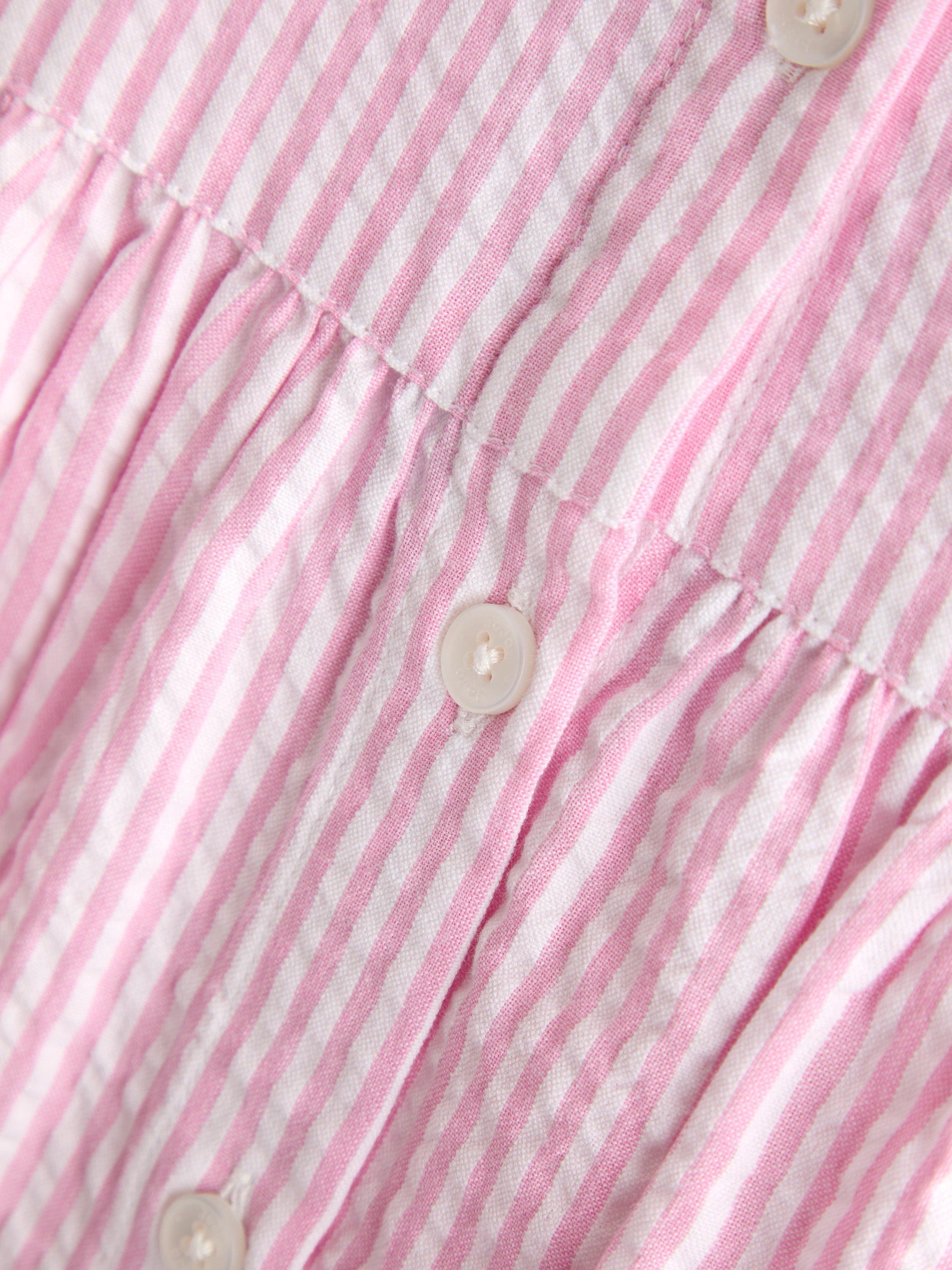 Kids' Collared Sleeveless Button Through Dress, Mid Pink