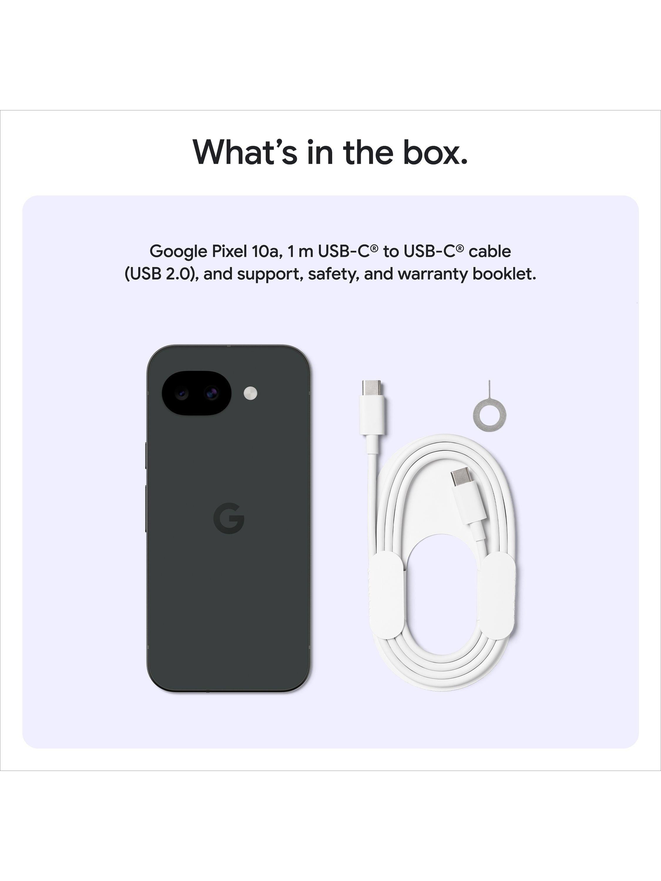 Pixel 10a Smartphone, Android, 6.3”, 5G, SIM Free, Obsidian