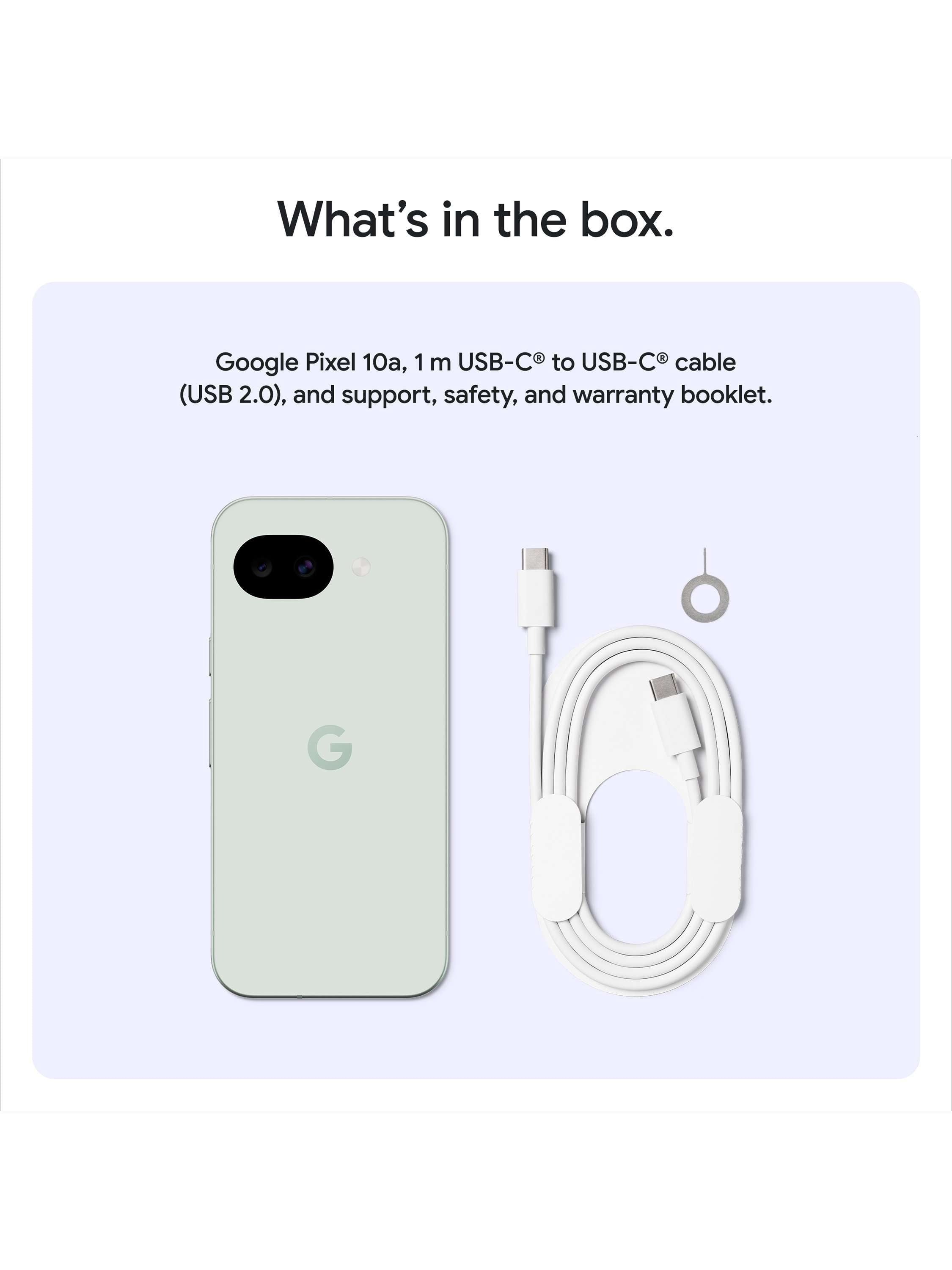 Pixel 10a Smartphone, Android, 6.3”, 5G, SIM Free, Obsidian