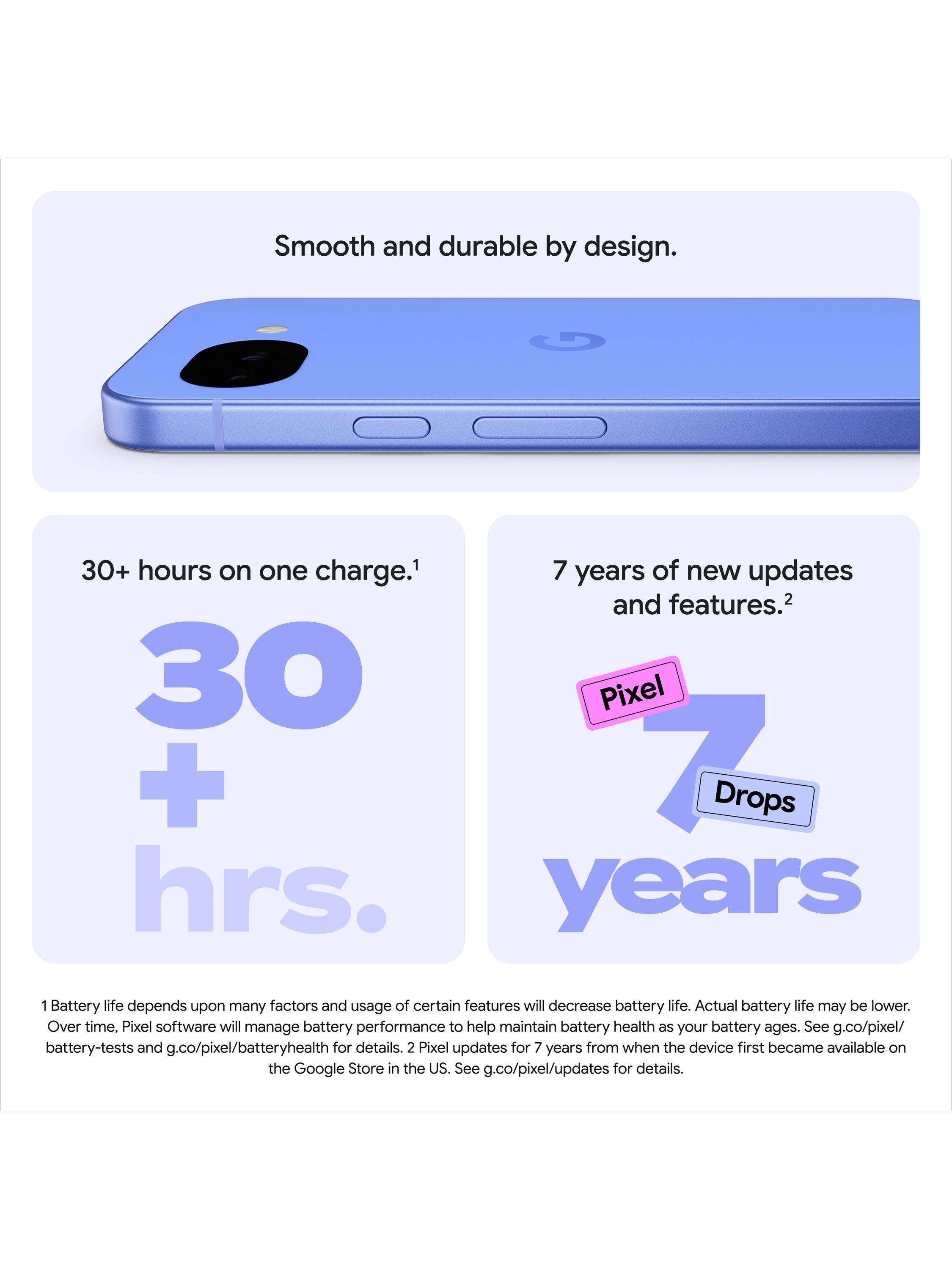 Pixel 10a Smartphone, Android, 6.3”, 5G, SIM Free, Obsidian