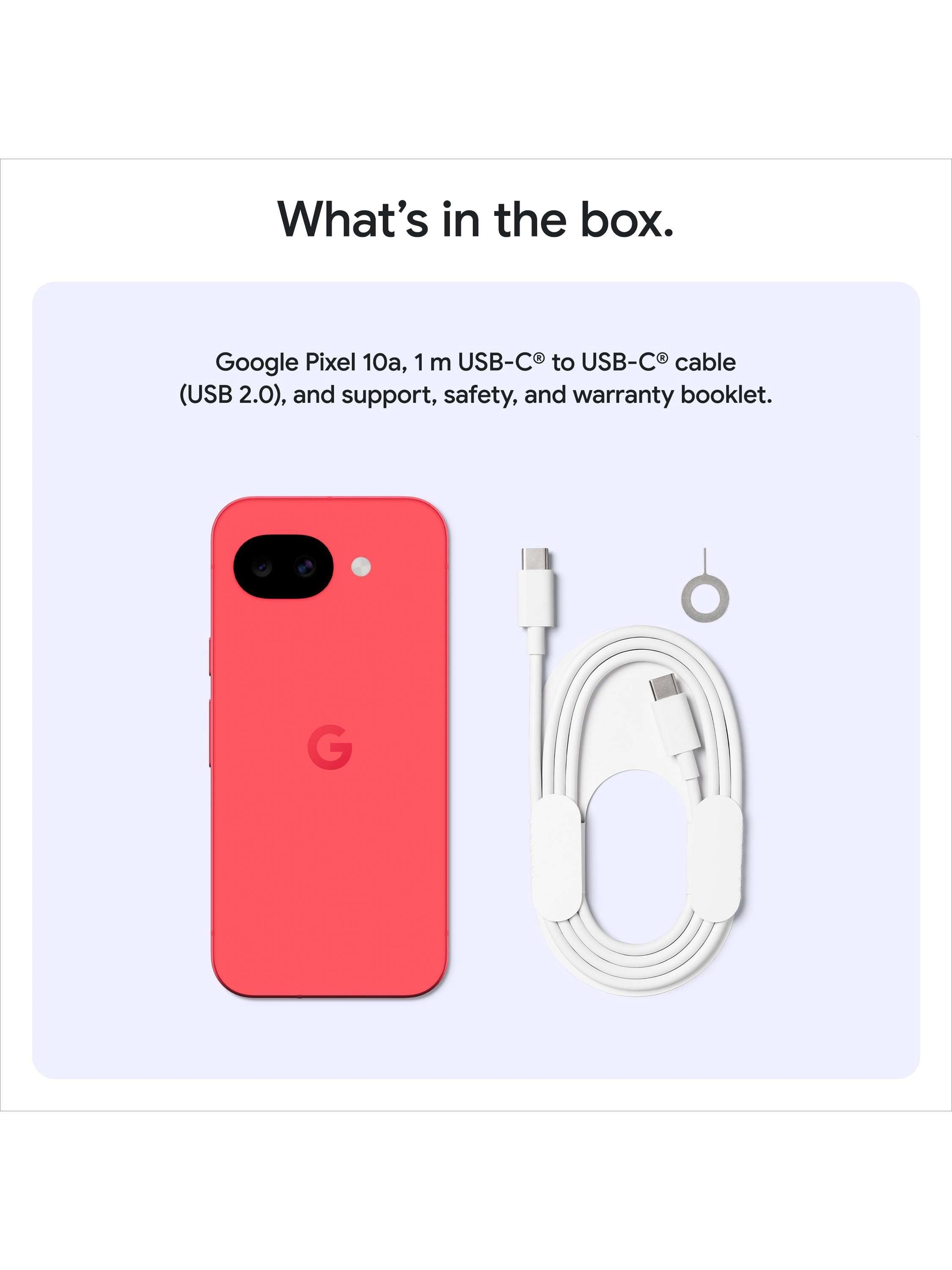 Pixel 10a Smartphone, Android, 6.3”, 5G, SIM Free, Obsidian