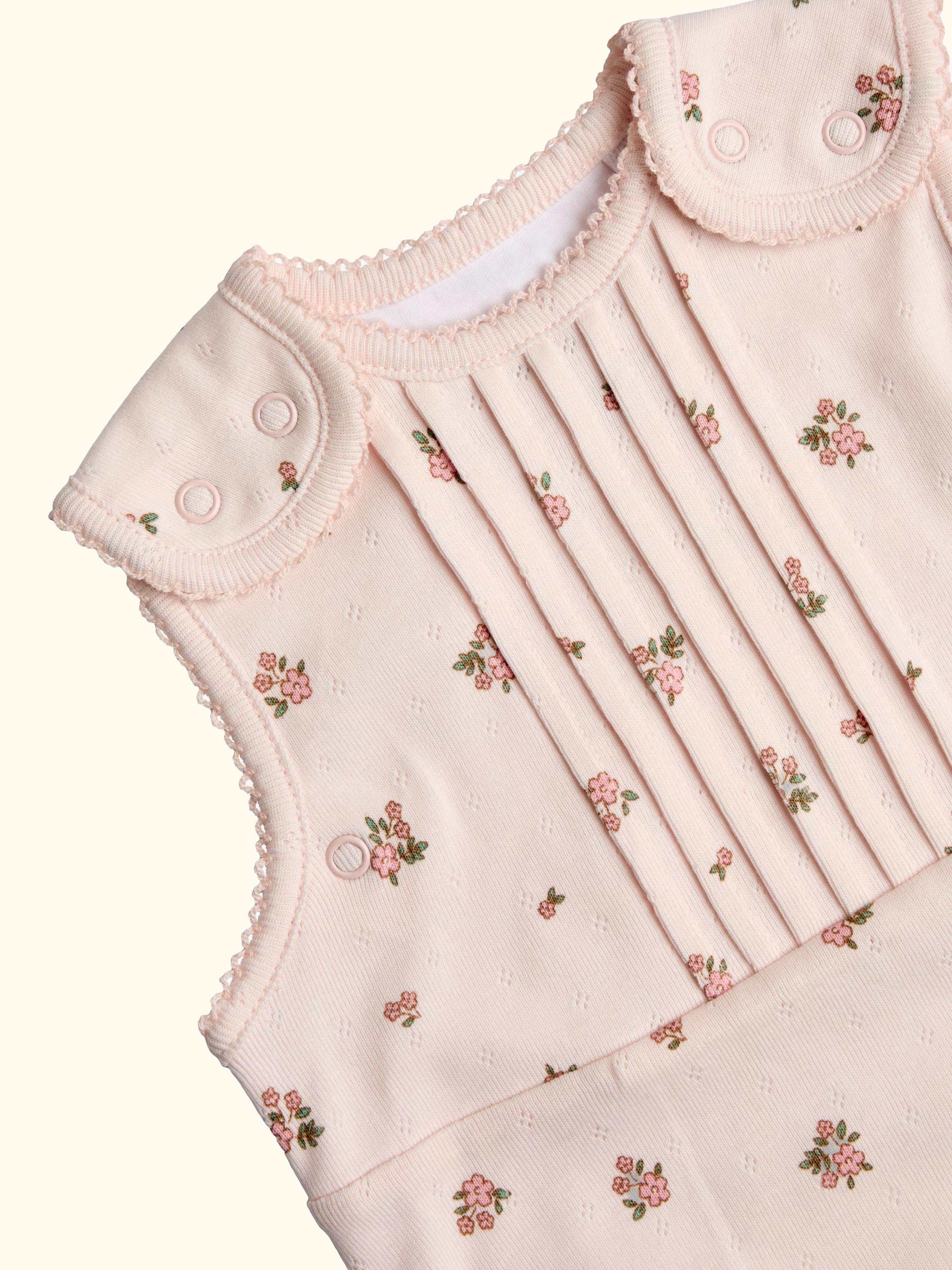 Pointelle Floral Baby Sleeping Bag, 1 Tog, Light Pink
