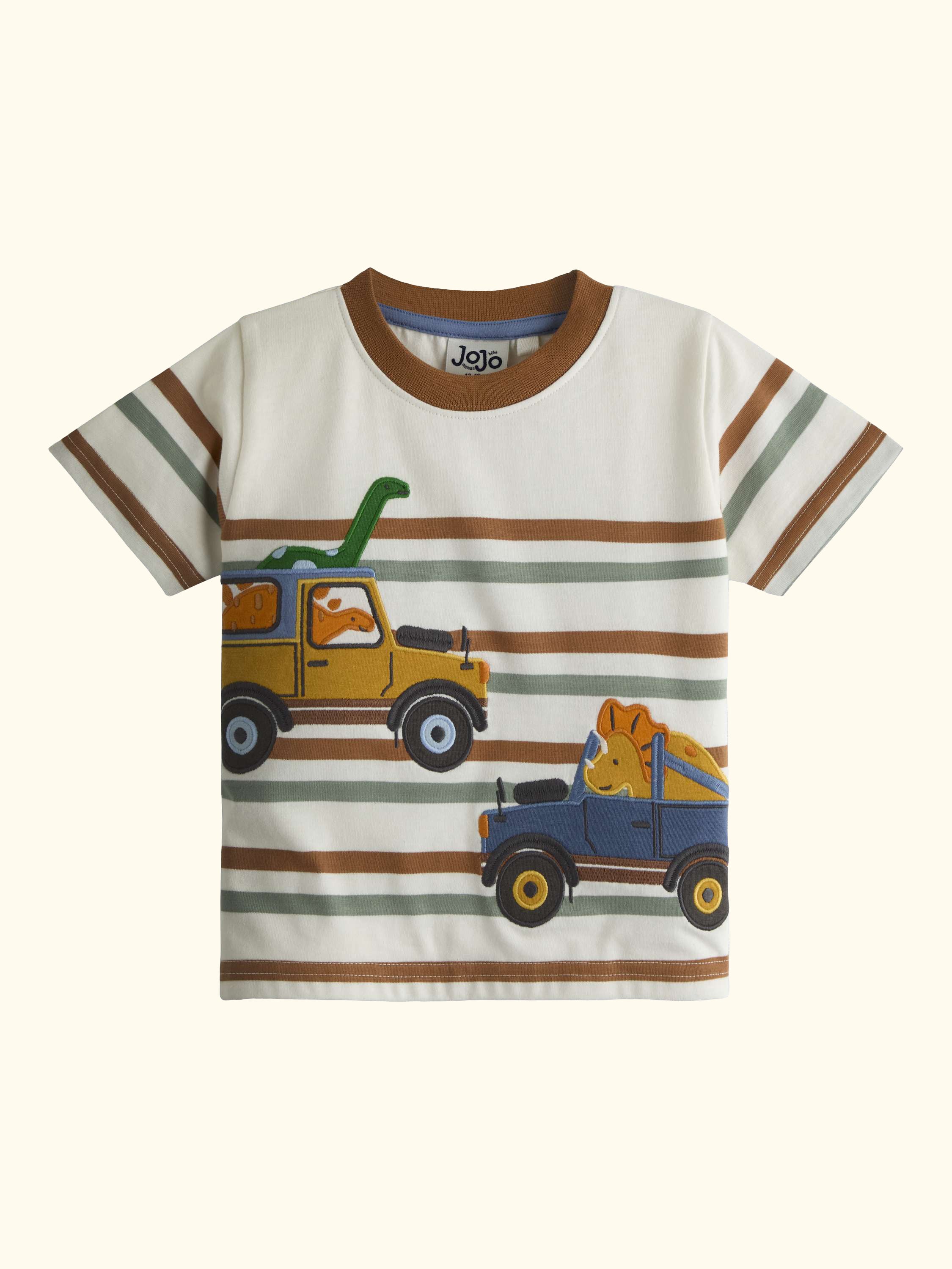 Kids' Dino Truck Appliqué T-Shirt, Cream