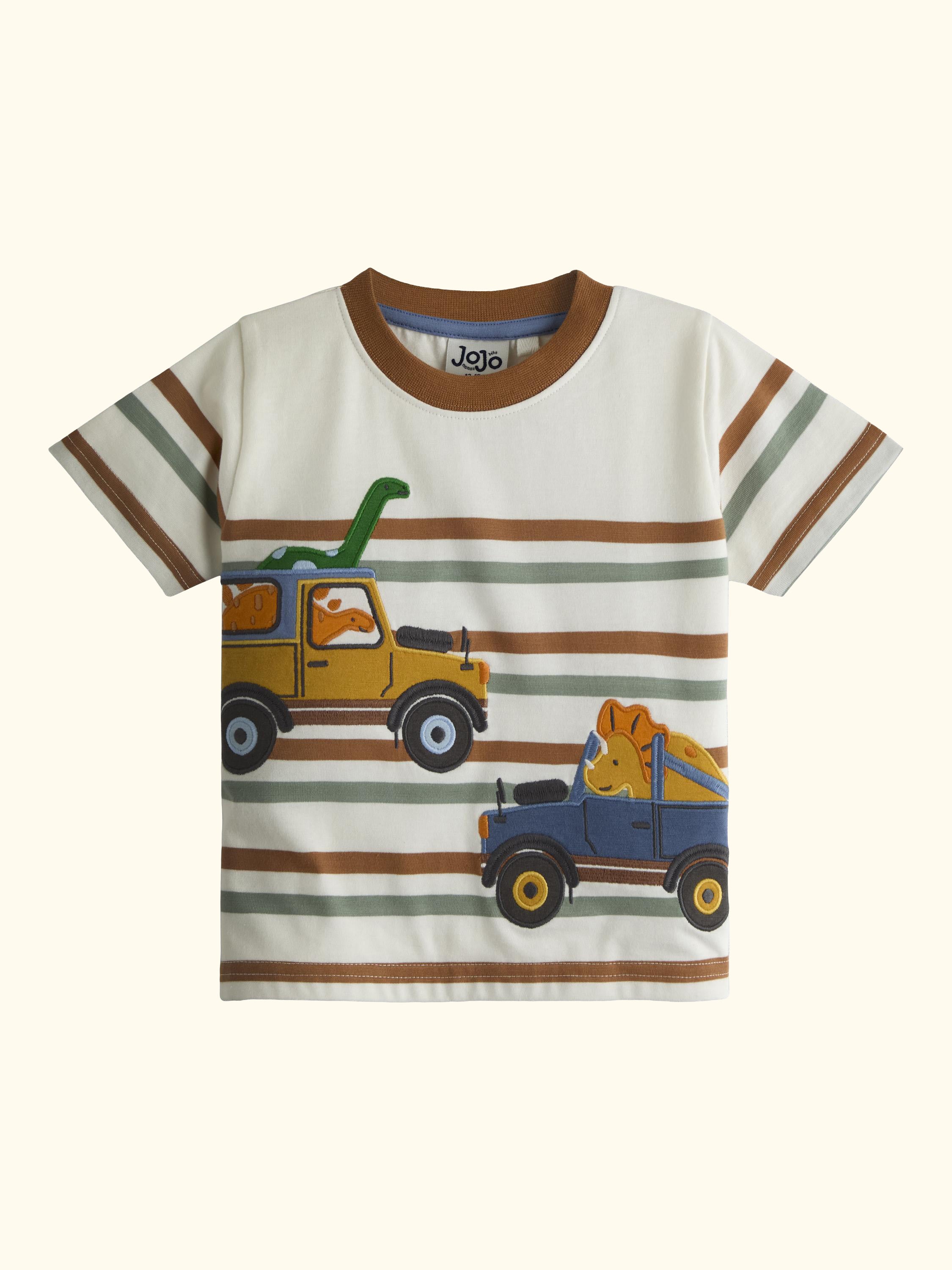 Kids' Dino Truck Appliqué T-Shirt, Cream