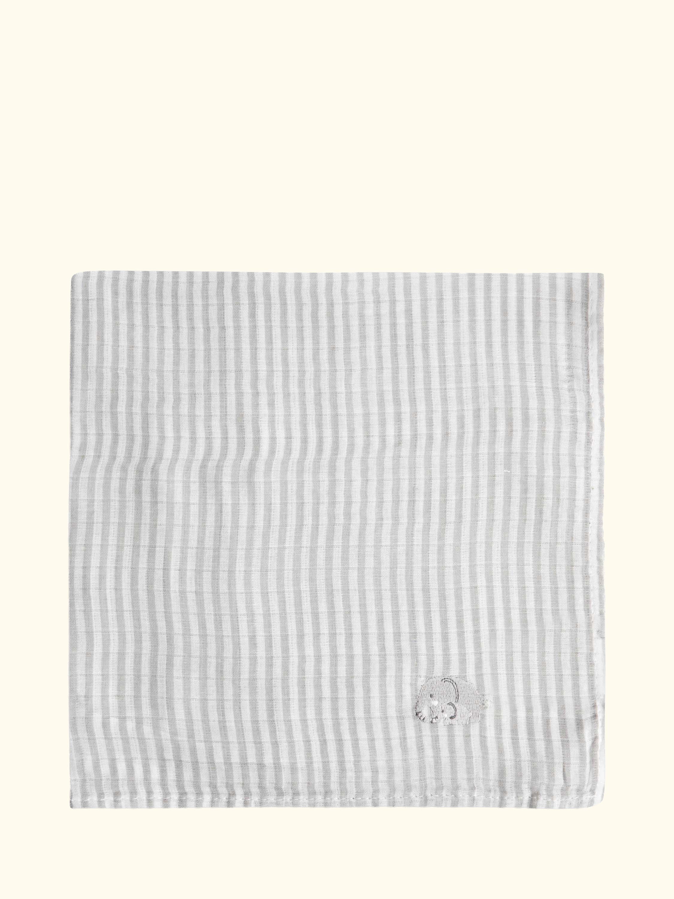 Newborn Embroidered Muslin Cloths, Pack of 5, White/Grey