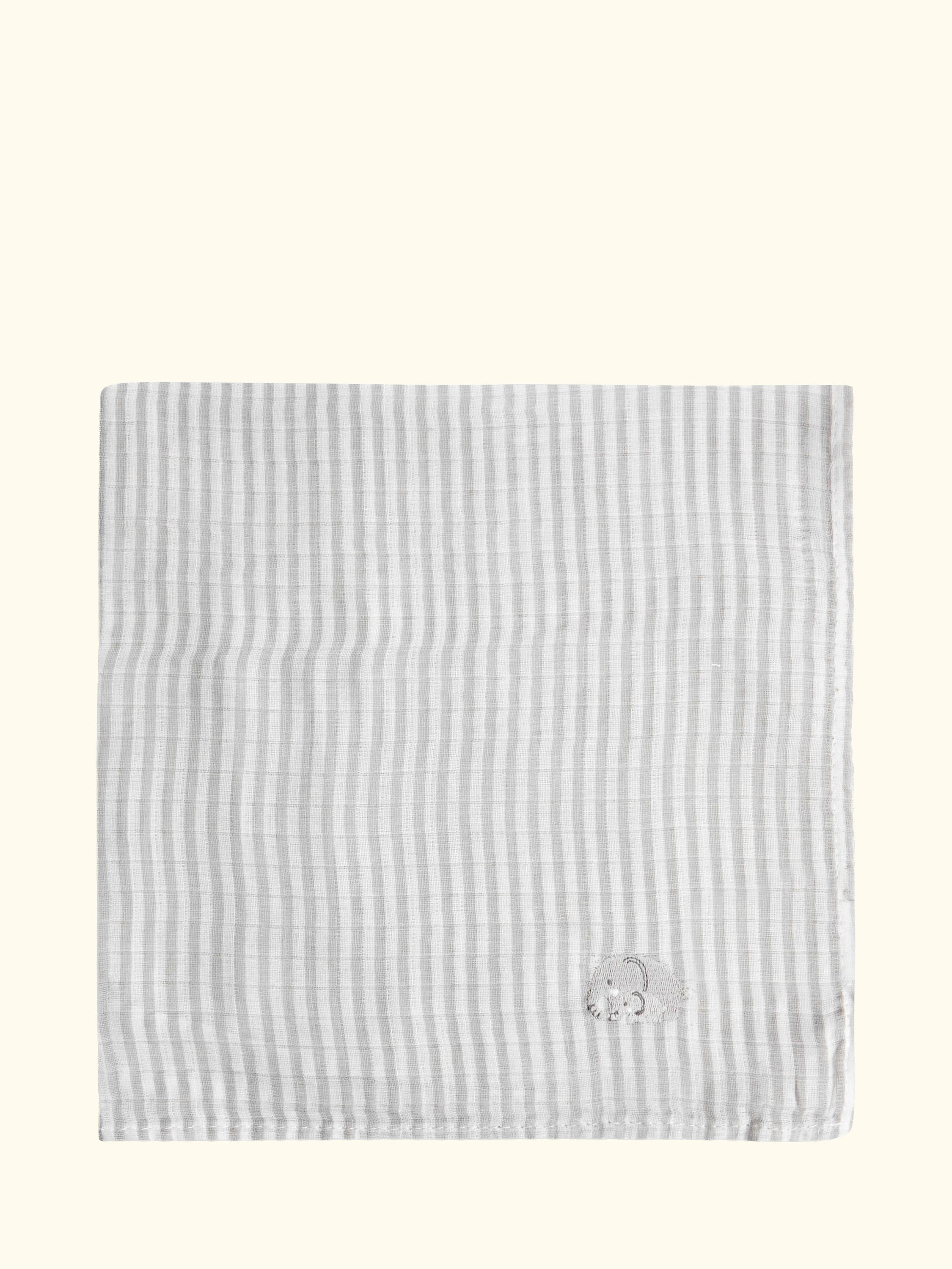 Newborn Embroidered Muslin Cloths, Pack of 5, White/Grey