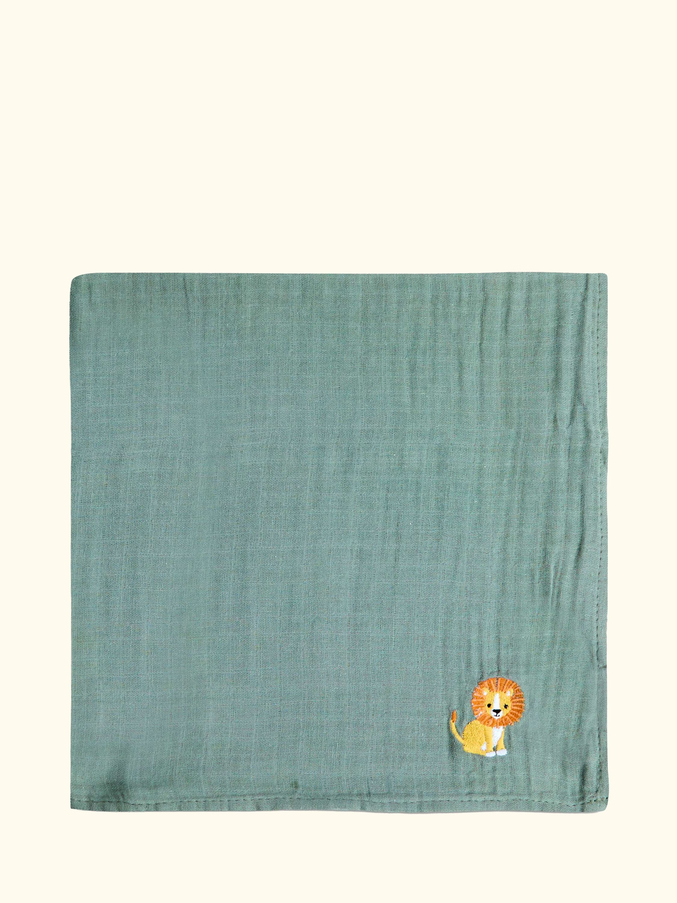 Safari Embroidered Muslin Cloths, Pack of 5, Green/Multi