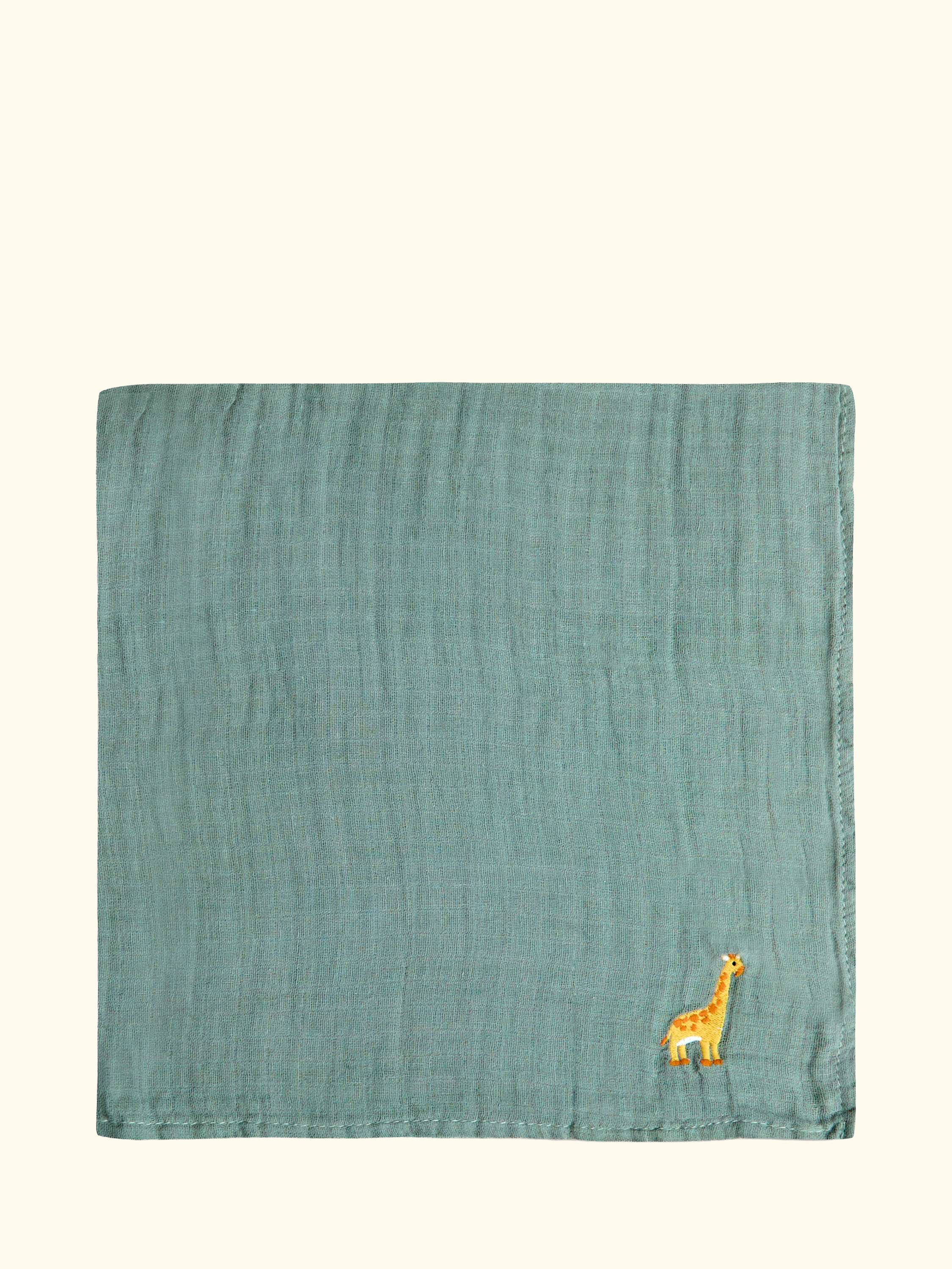 Safari Embroidered Muslin Cloths, Pack of 5, Green/Multi