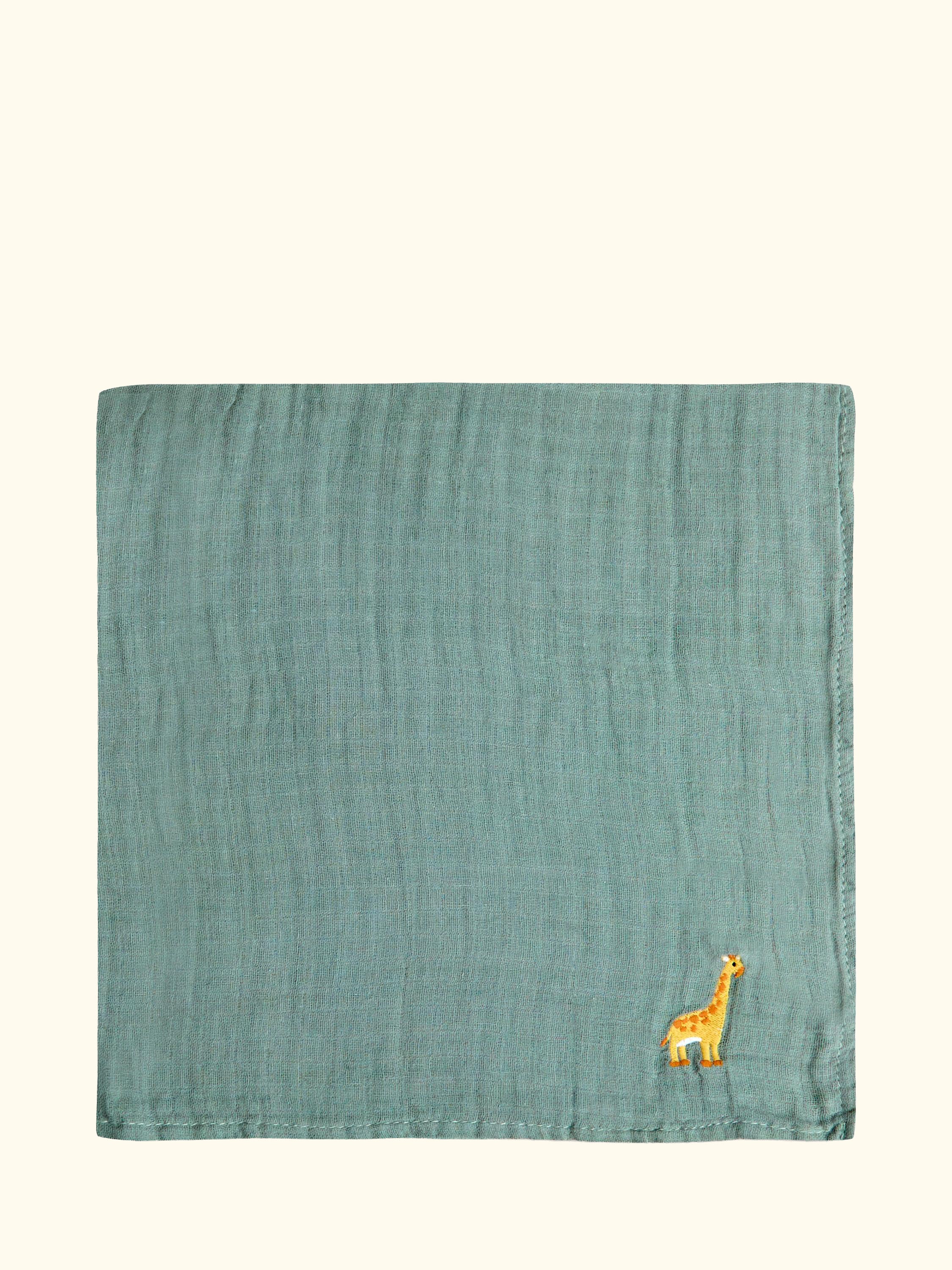 Safari Embroidered Muslin Cloths, Pack of 5, Green/Multi