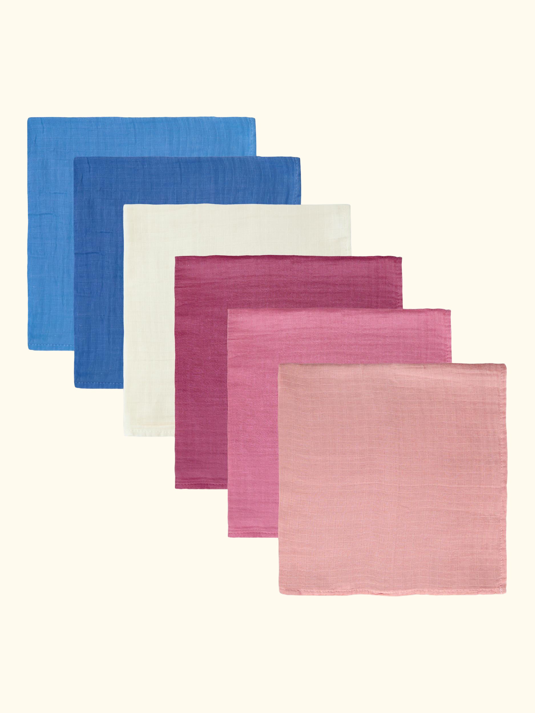 Muslin Cloths, Pack of 6, Pink/Multi