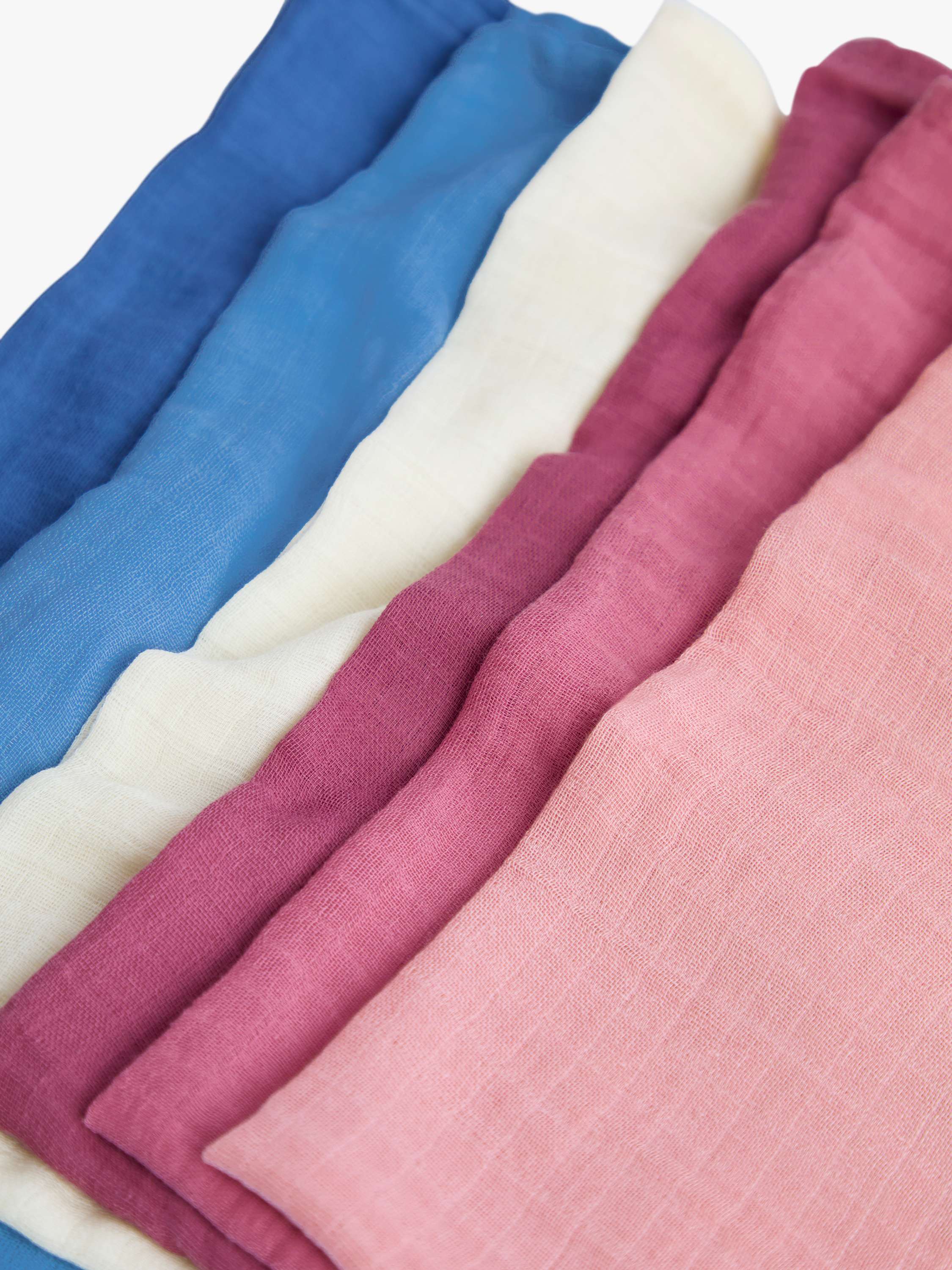 Muslin Cloths, Pack of 6, Pink/Multi