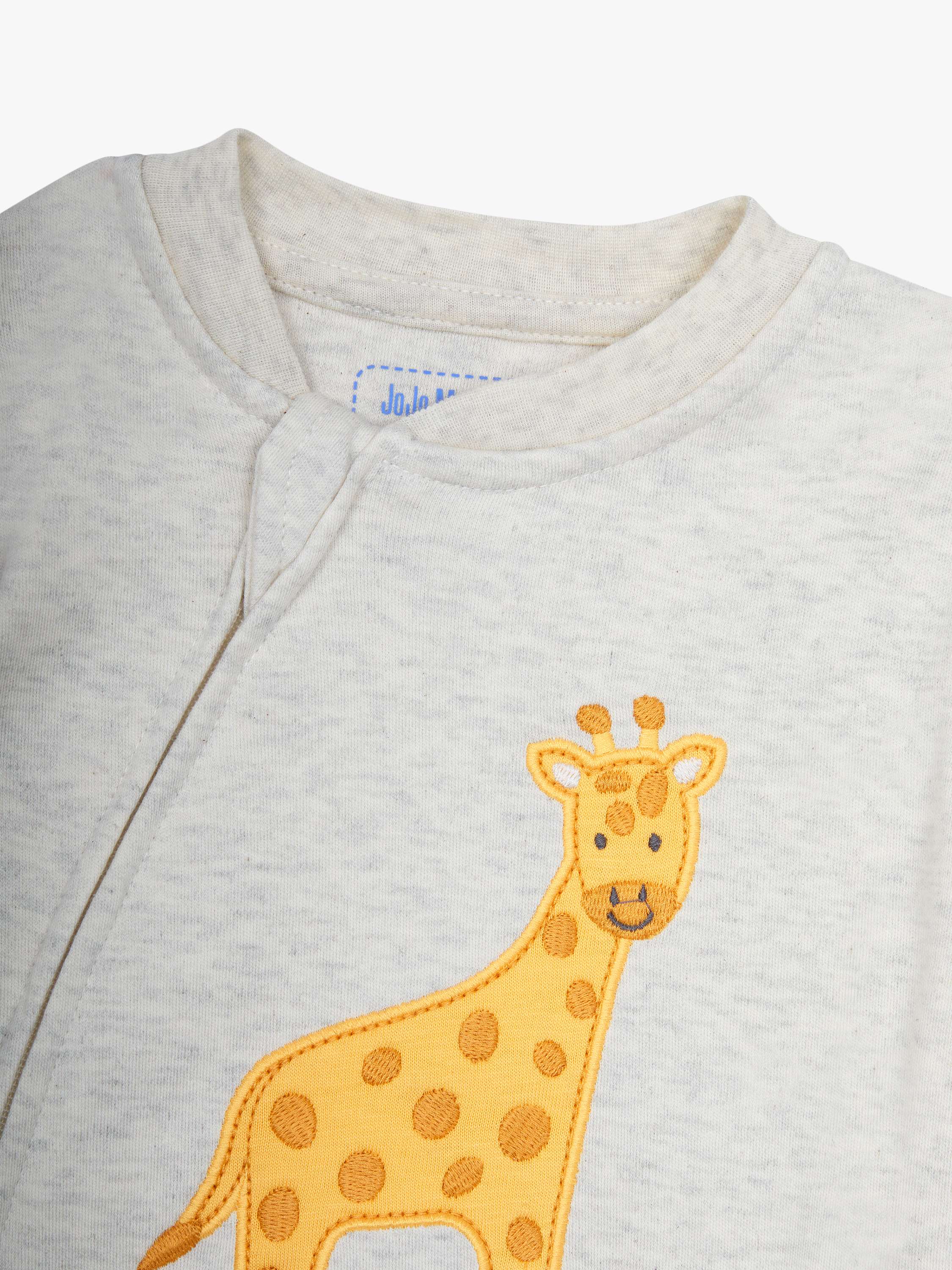 Baby Zip Giraffe Applique Sleepsuit, Grey/Yellow