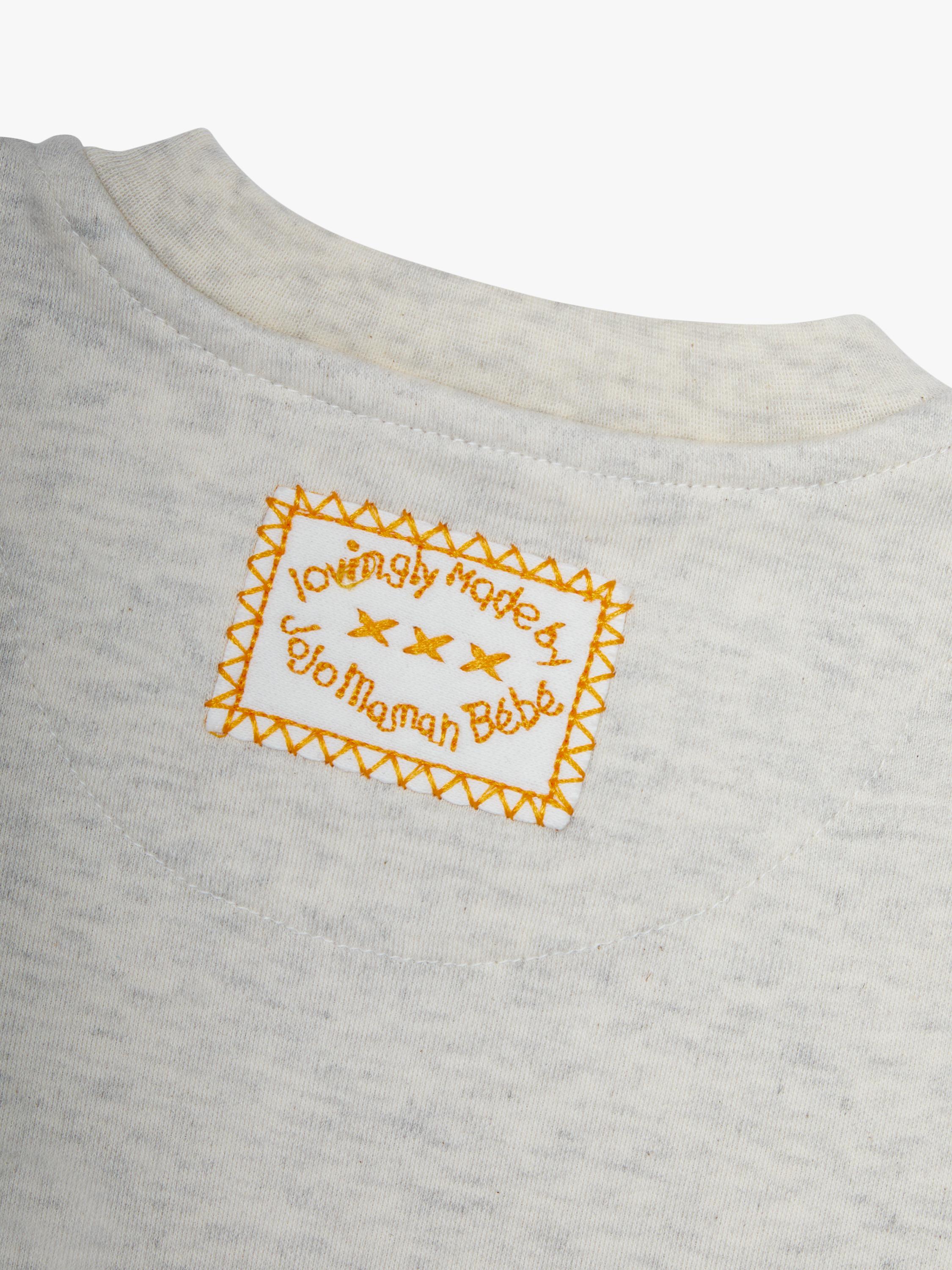 Baby Zip Giraffe Applique Sleepsuit, Grey/Yellow