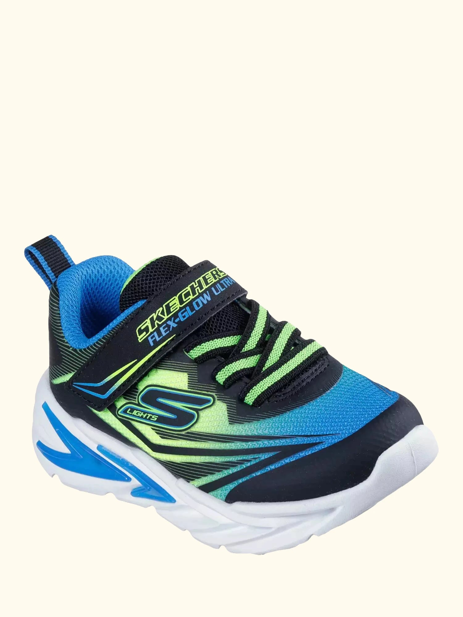 Skechers Kids' Flex-Glow Ultra Mesh Trainers, Charcoal/Red