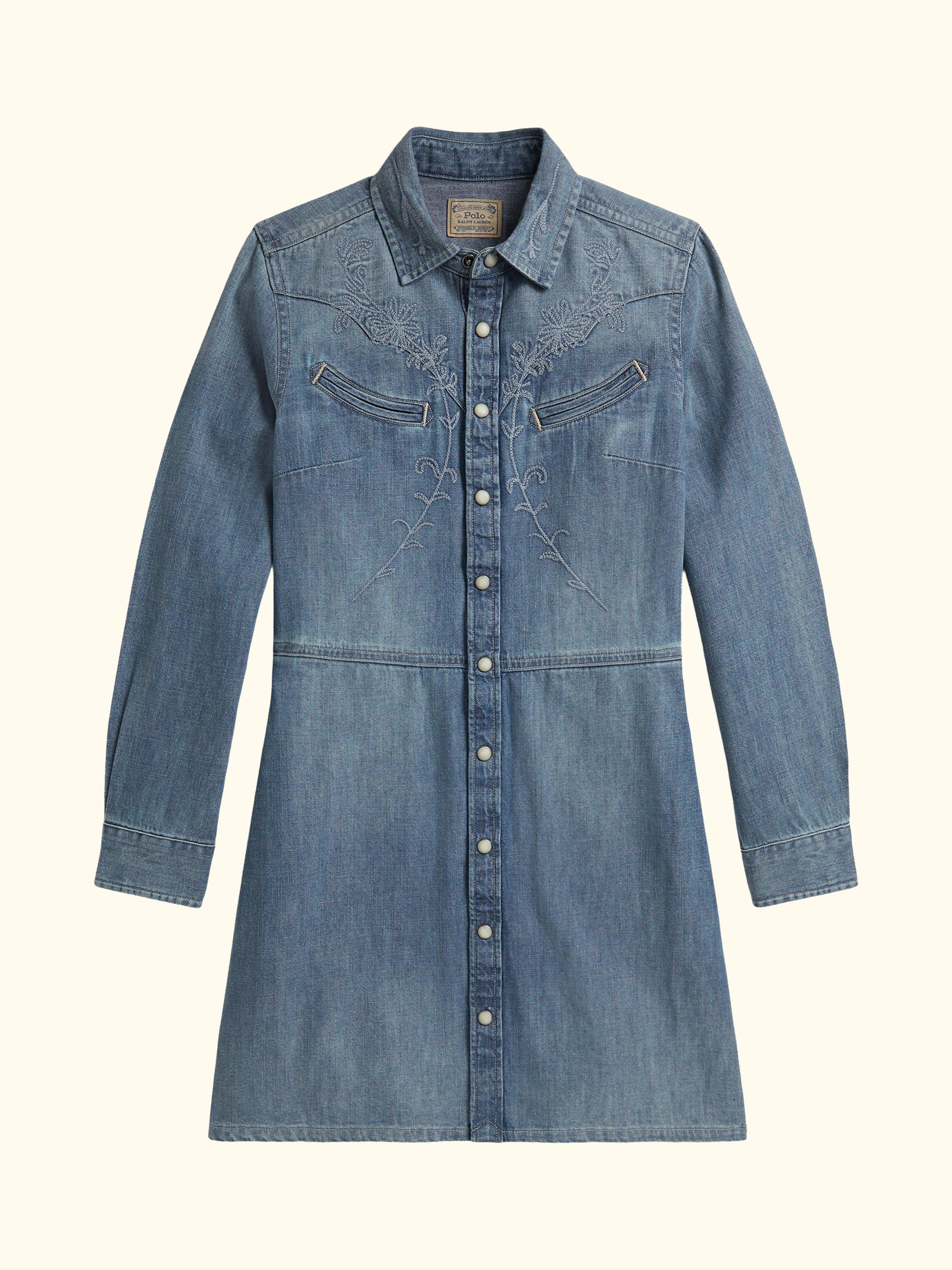 Kids' Cotton Denim Shirt Dress, Abiline