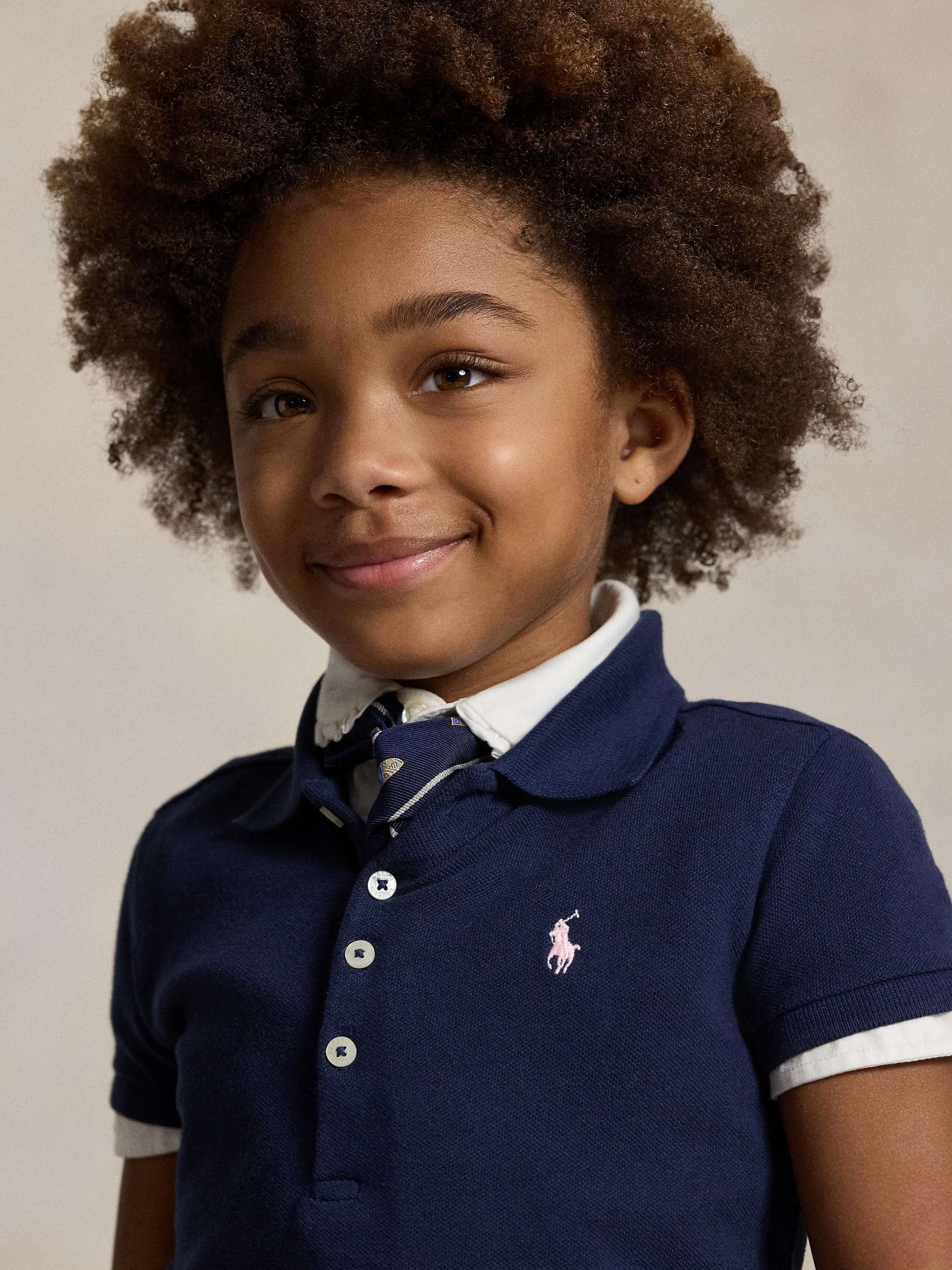 Kids' Short Sleeve Knit Polo Dress, Refined Navy