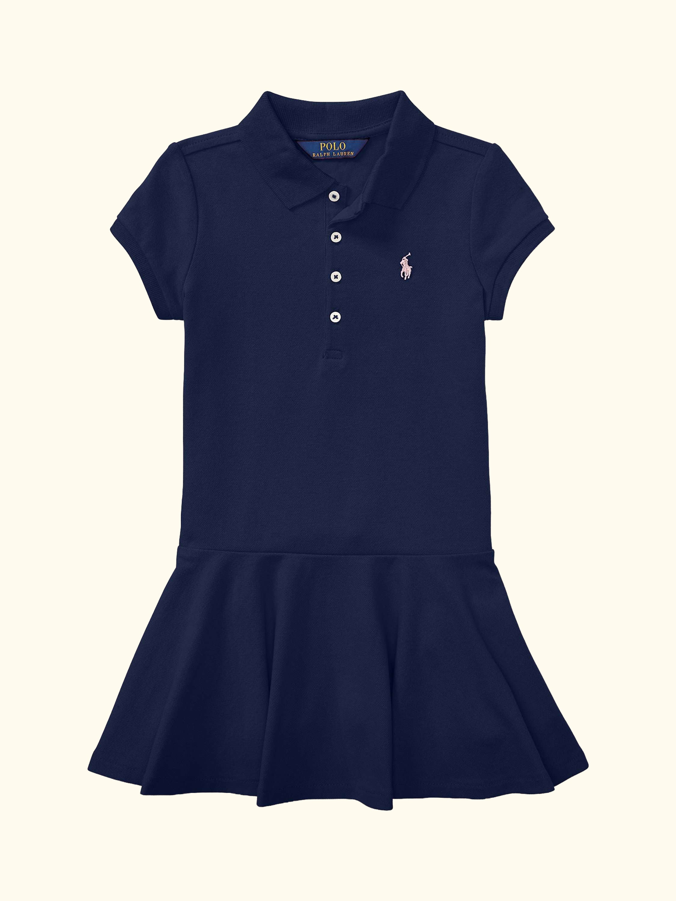 Kids' Short Sleeve Knit Polo Dress, Refined Navy