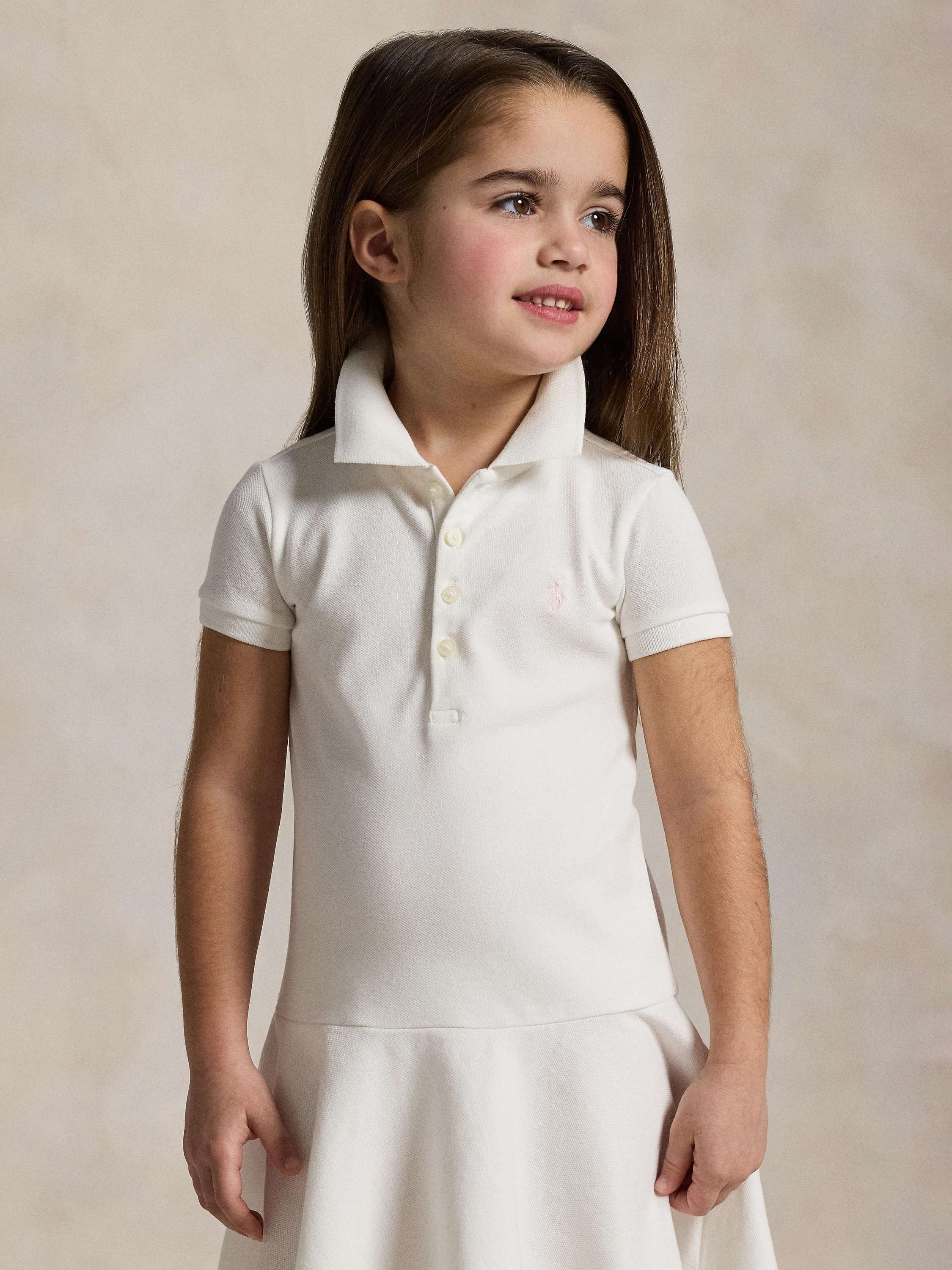 Kids' Short Sleeve Knit Polo Dress, White