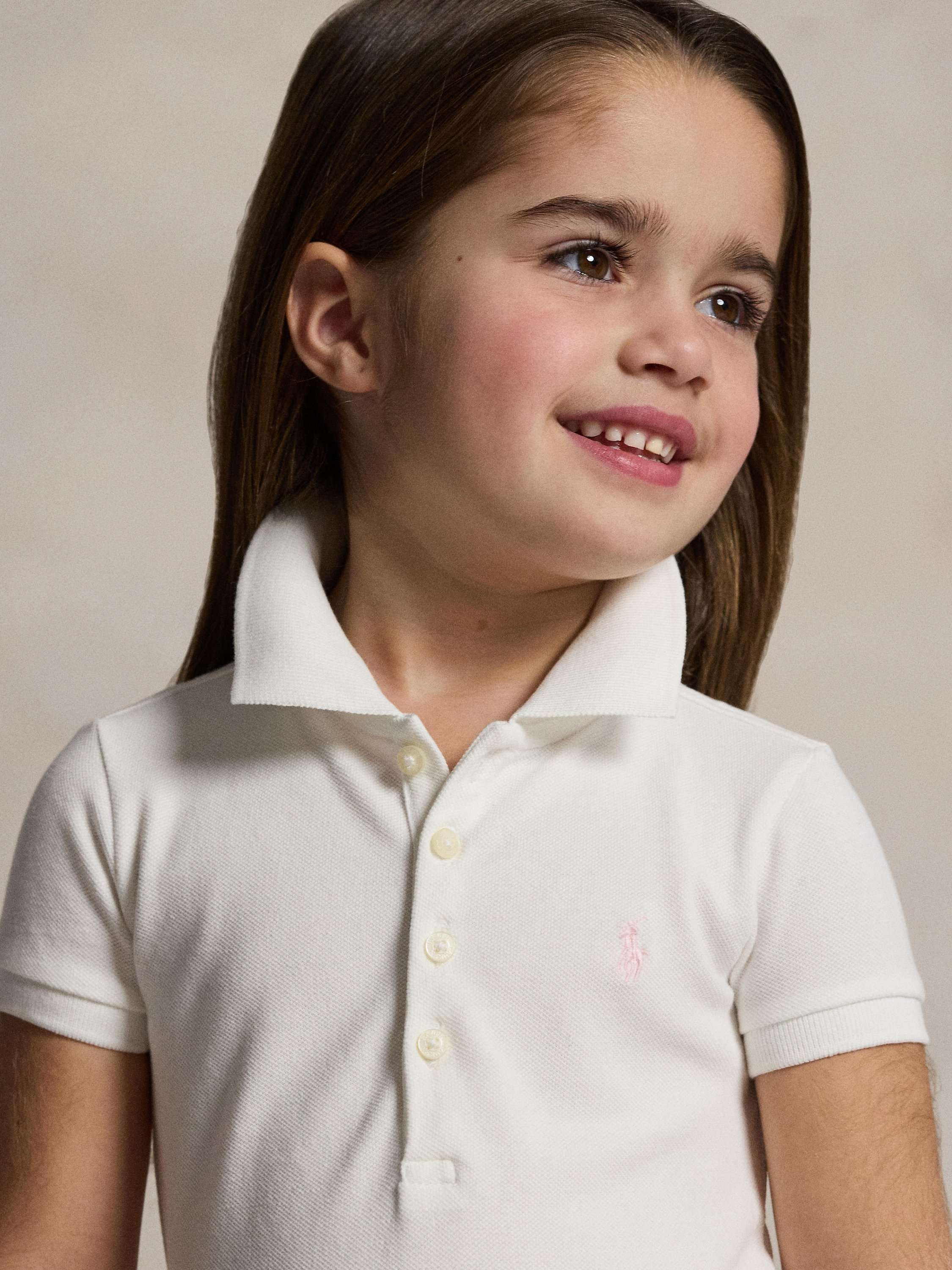 Kids' Short Sleeve Knit Polo Dress, White