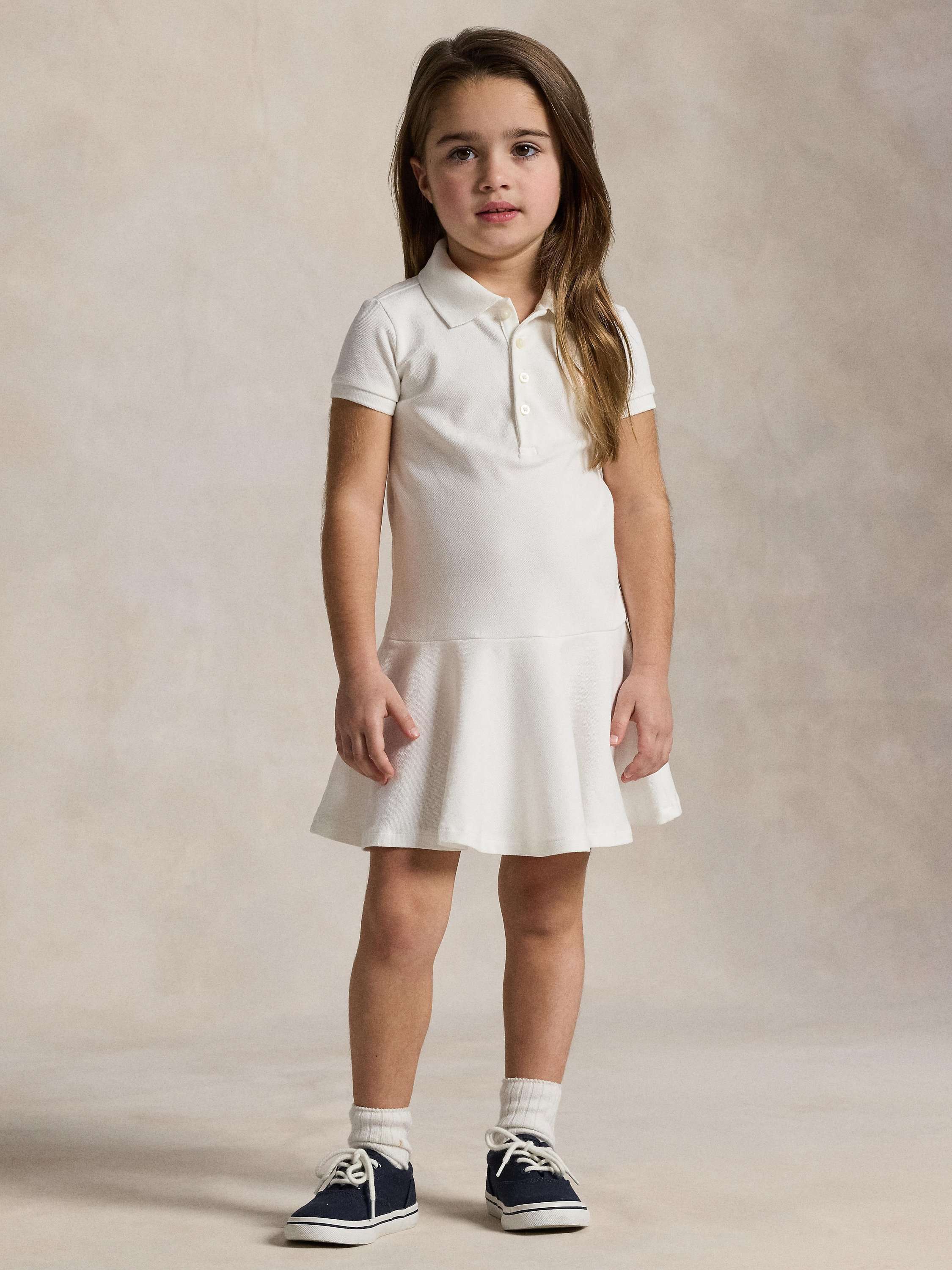 Kids' Short Sleeve Knit Polo Dress, White