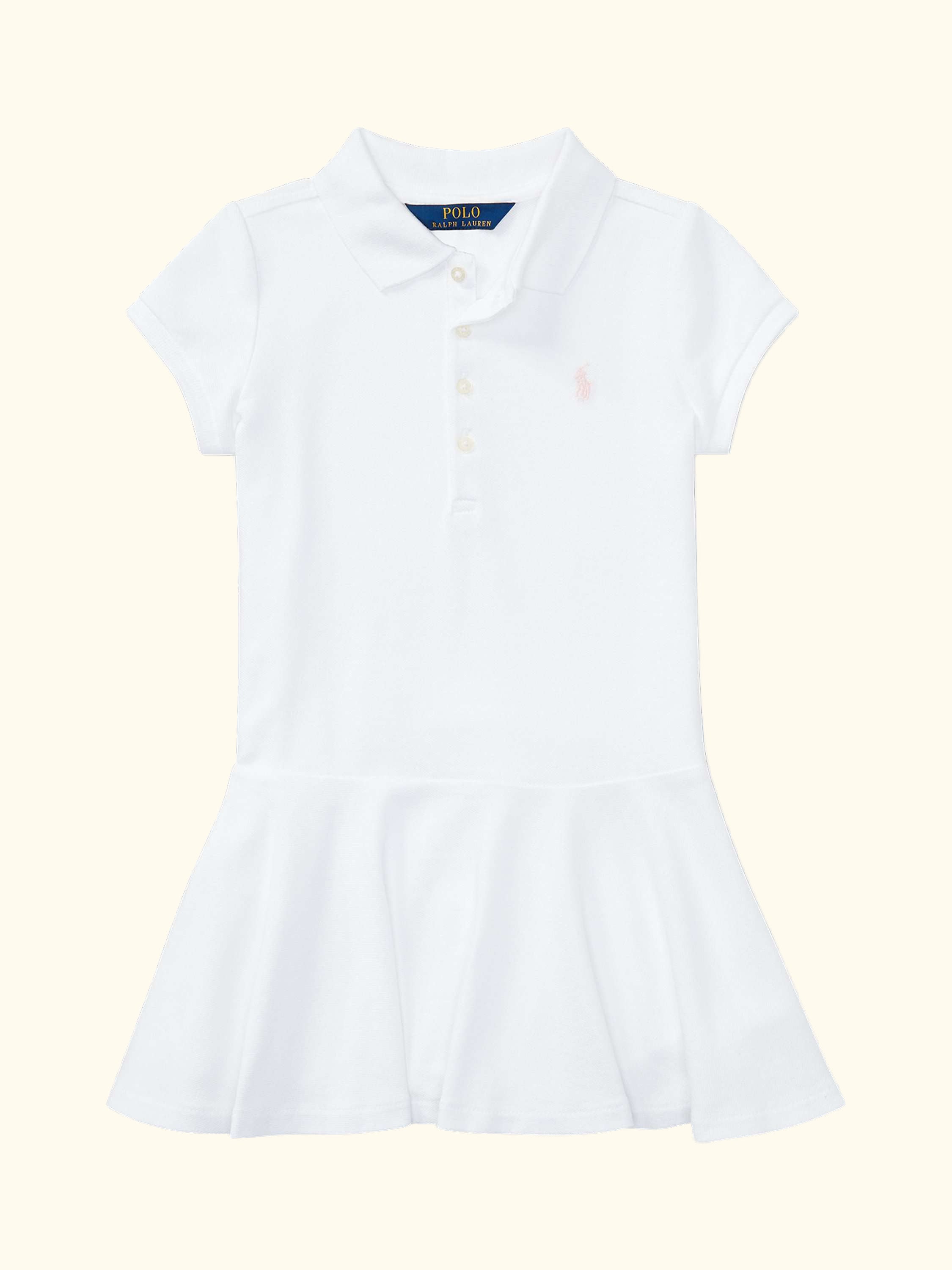 Kids' Short Sleeve Knit Polo Dress, White