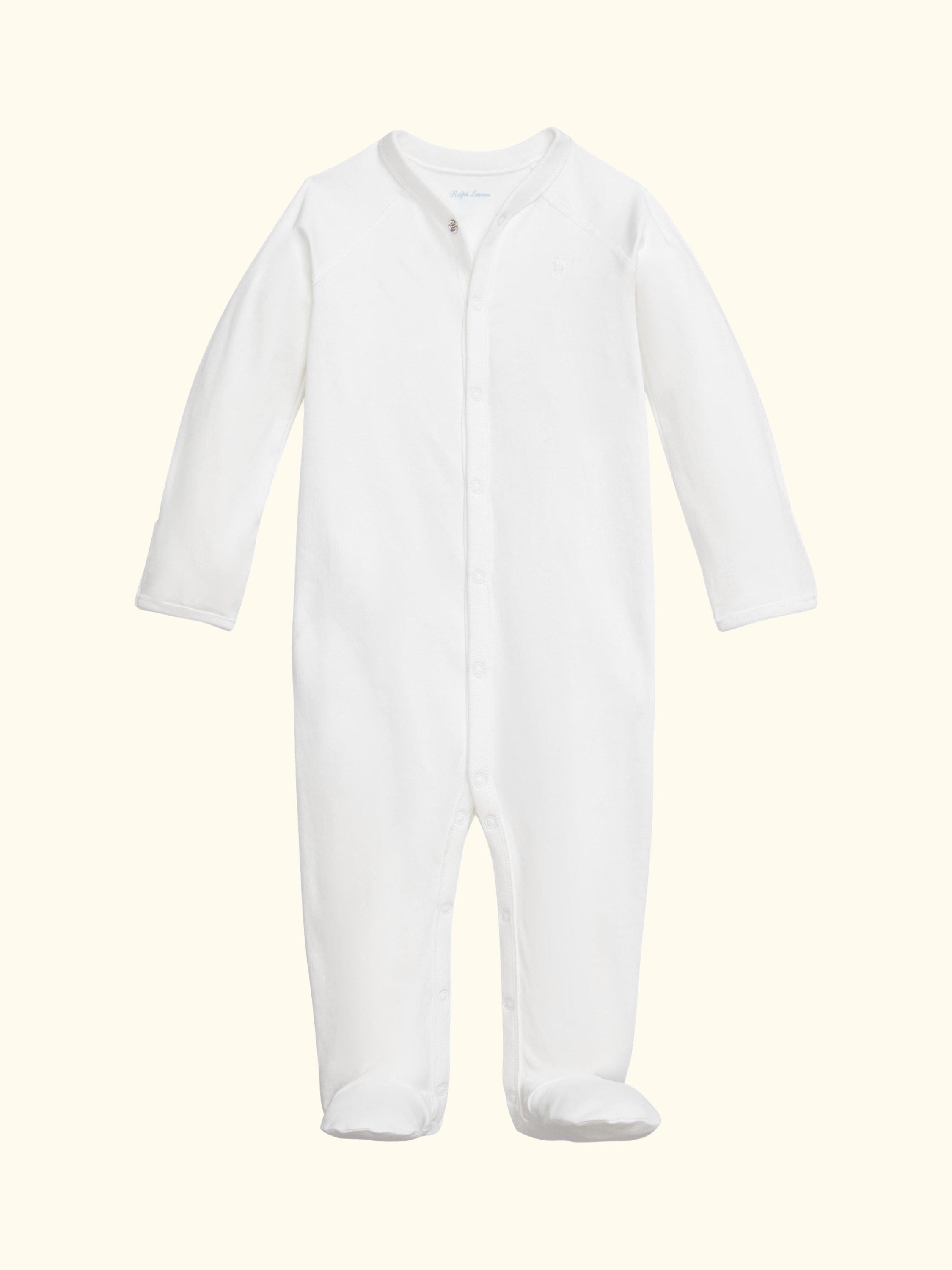 Baby Pure Cotton Long Sleeve Bodysuit, White