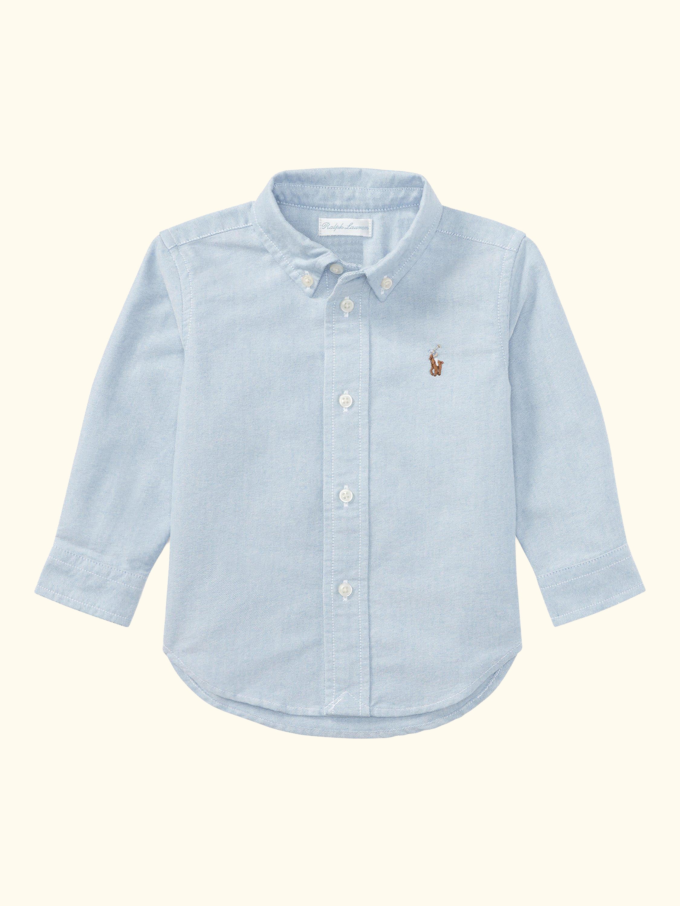 Baby Cotton Long Sleeve Oxford Shirt, White