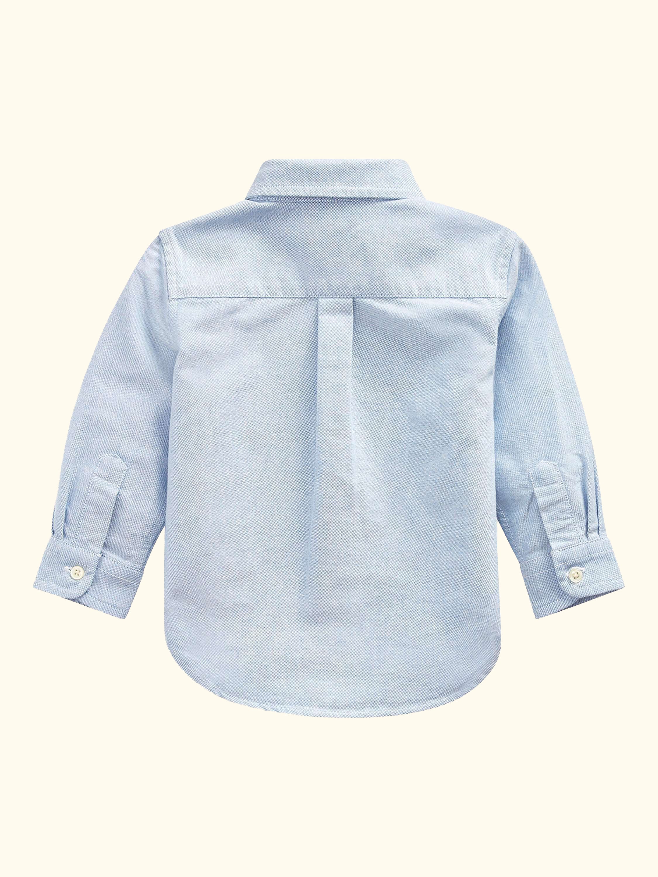 Baby Cotton Long Sleeve Oxford Shirt, White