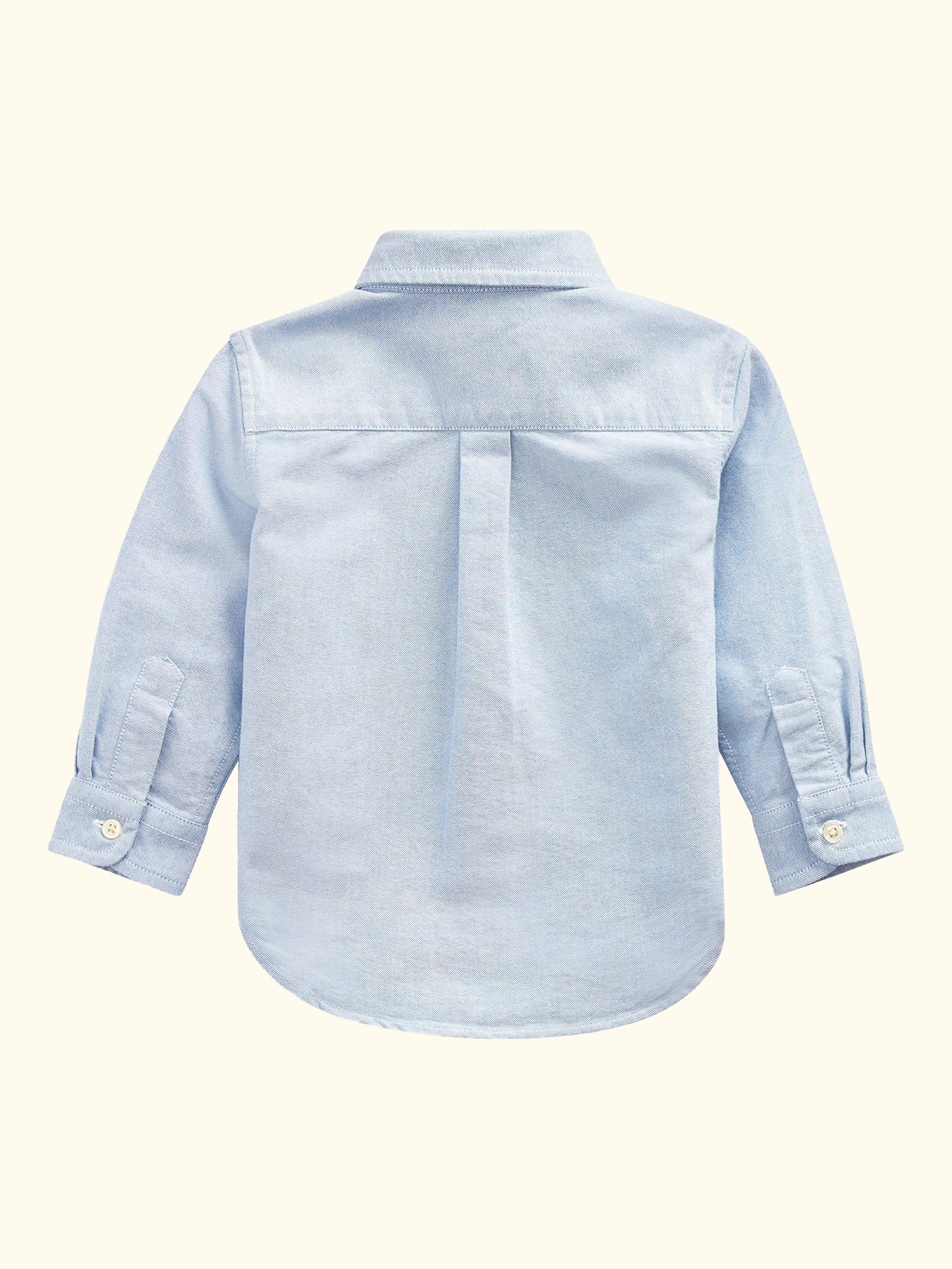 Baby Cotton Long Sleeve Oxford Shirt, White
