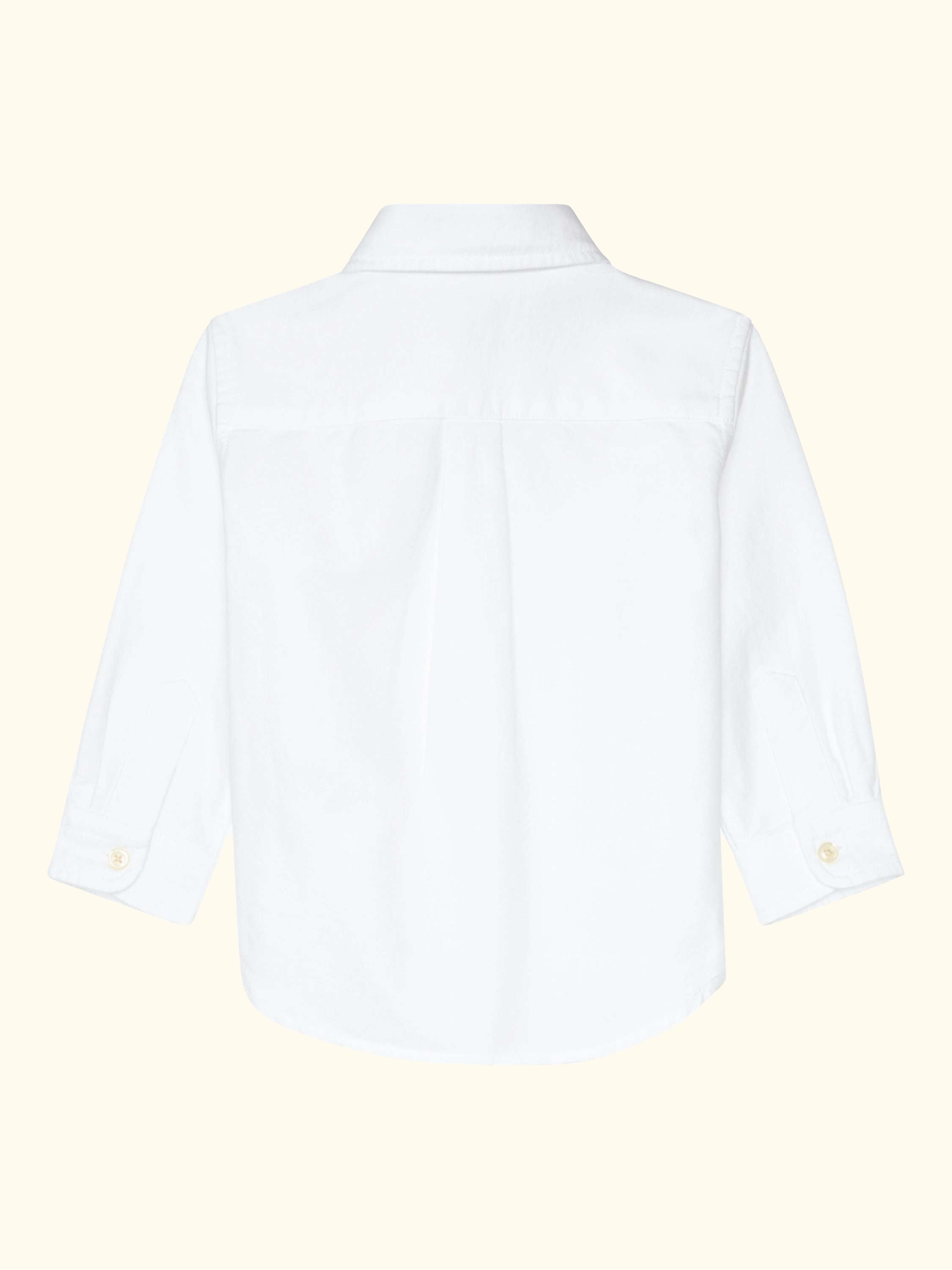 Baby Cotton Long Sleeve Oxford Shirt, White