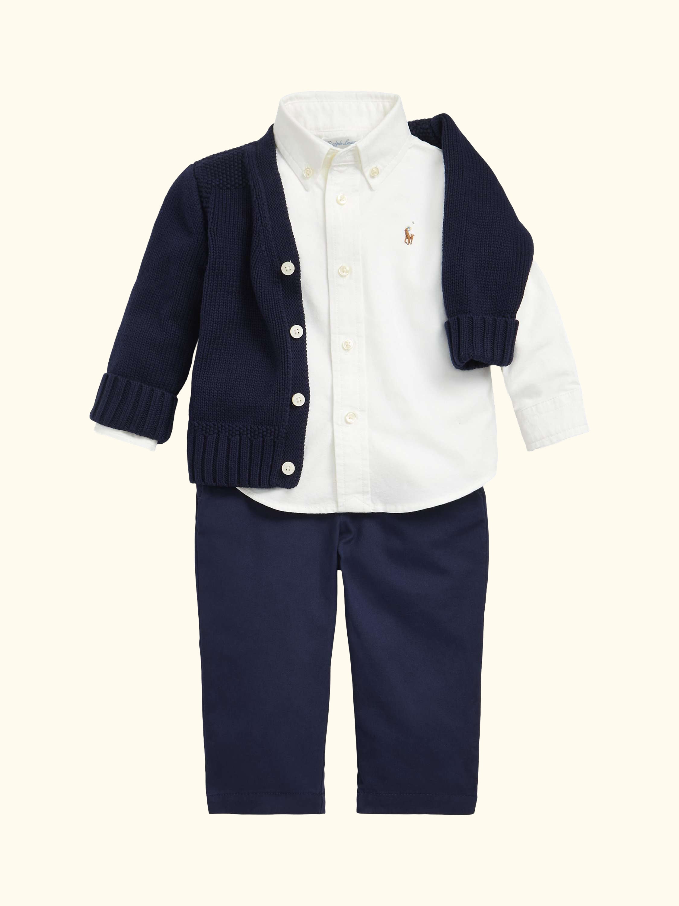 Baby Cotton Long Sleeve Oxford Shirt, White