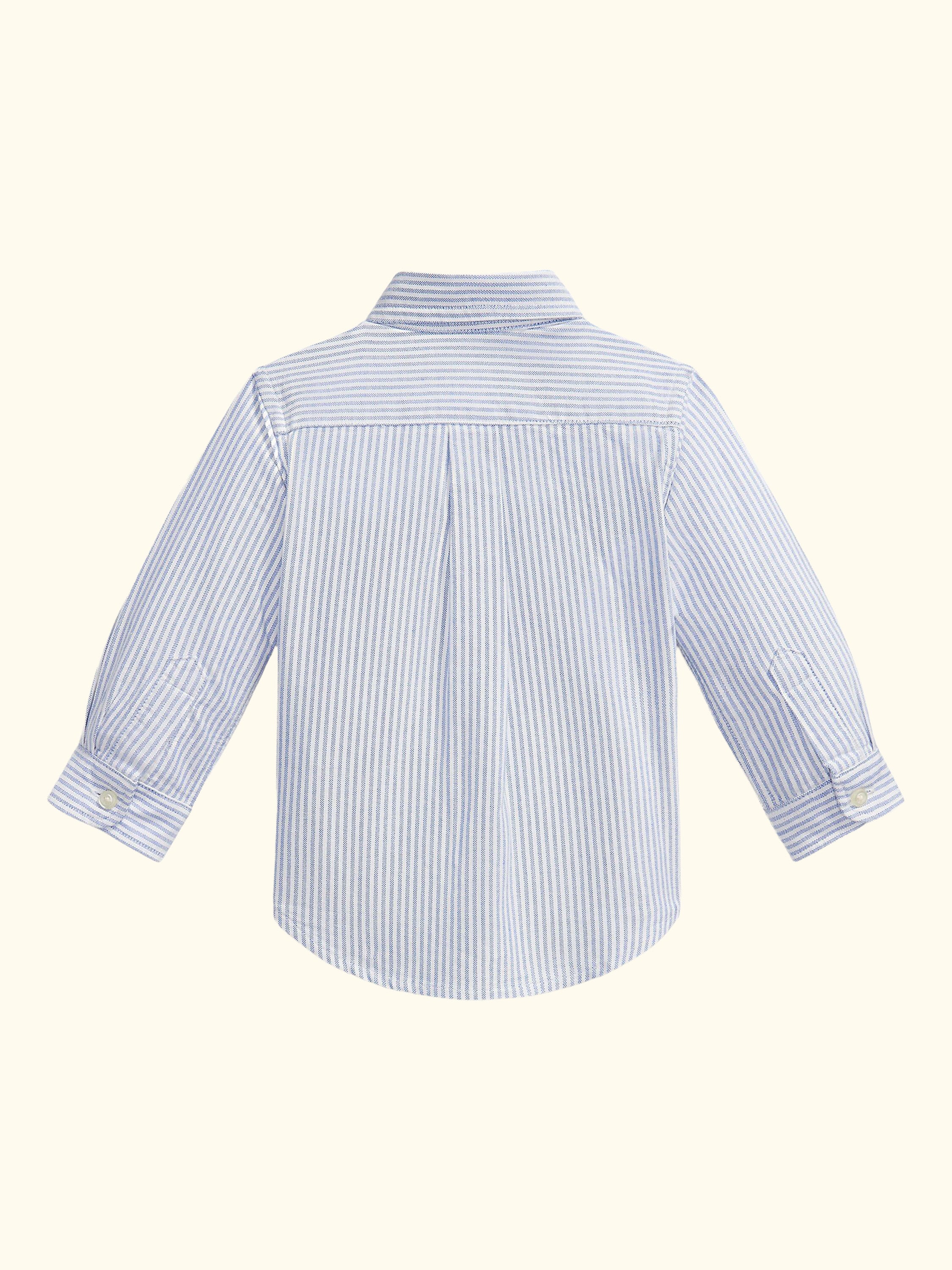 Baby Pure Cotton Long Sleeve Shirt, Light Blue Stripe