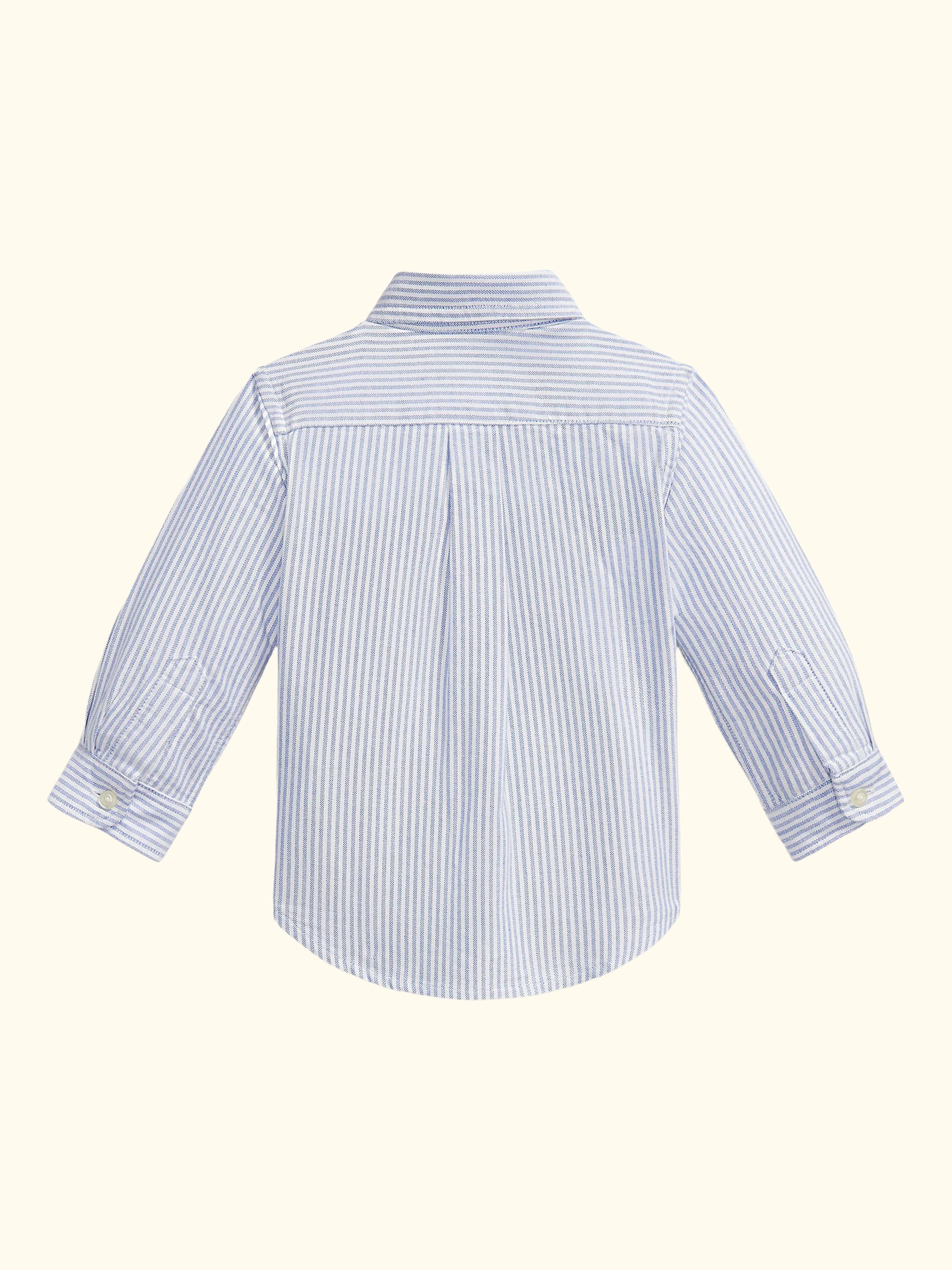 Baby Pure Cotton Long Sleeve Shirt, Light Blue Stripe