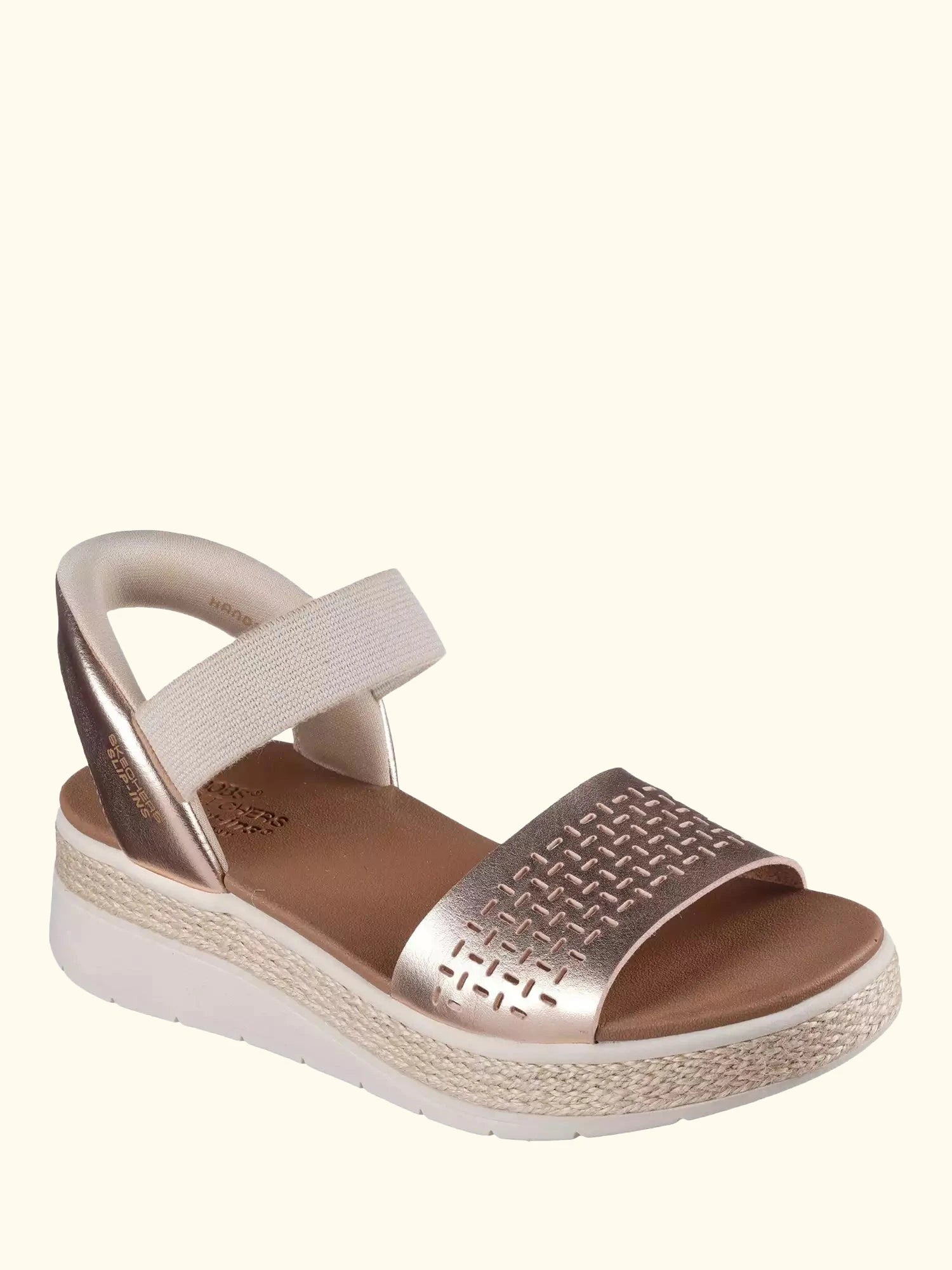 Skechers BOBS Sun Ray Low Wedge Espadrille Sandals, Rose