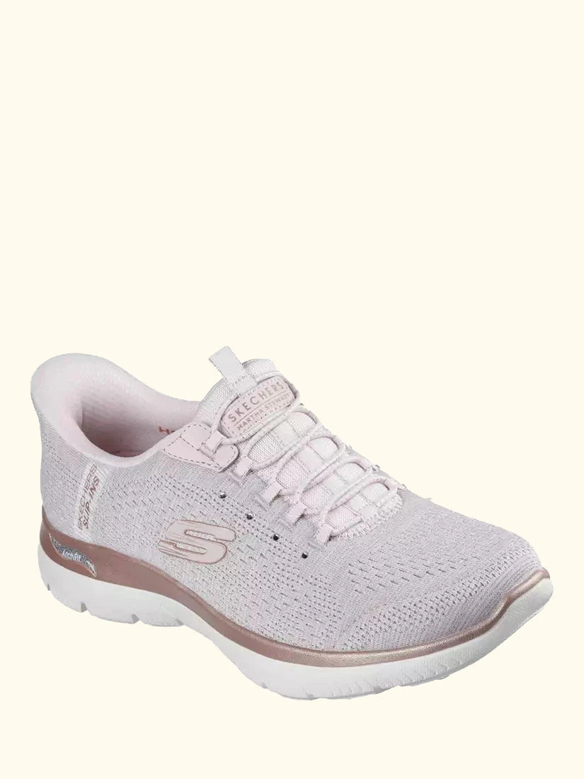 Skechers x Martha Stewart Hands Free Slip-ins Arch Fit Summits Soft Shimmer Trainers, Light Pink