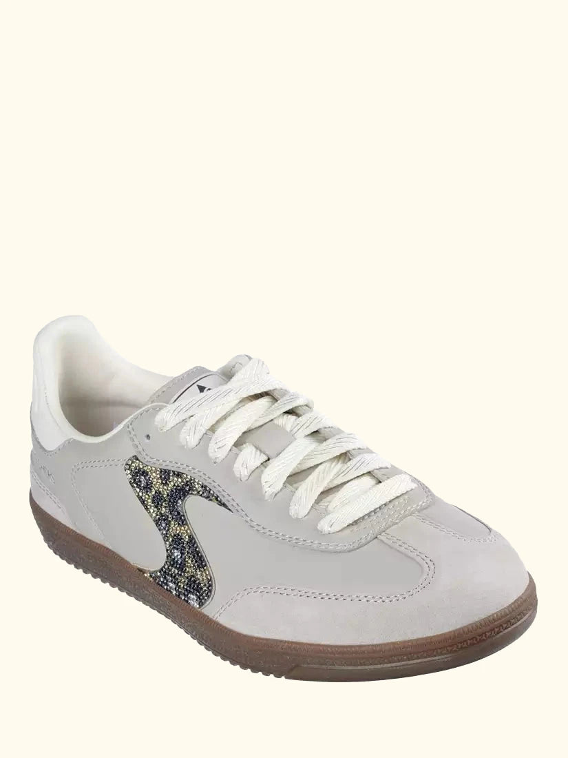 Skechers Hotshot Shimmering Spots Lace Up Trainers, Taupe
