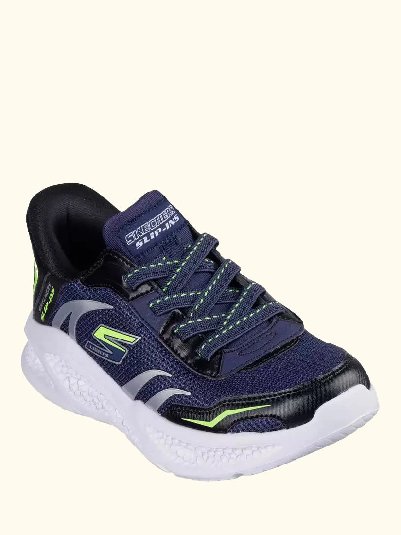 Skechers Kids' Slip-In S-Lights Meteor-Lights Trainers, Navy/Black