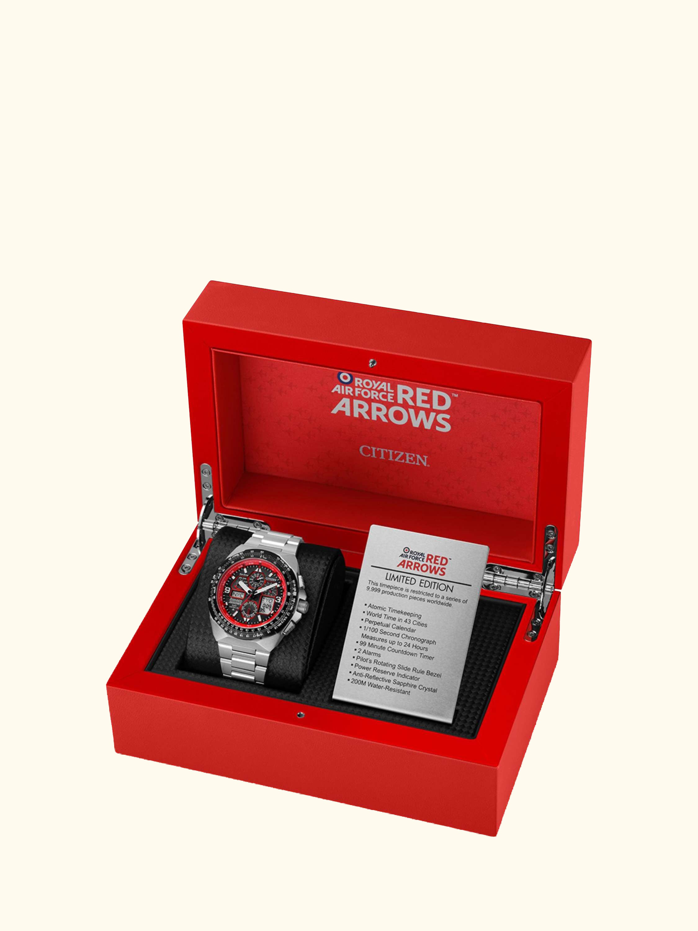 JY8126-51E Men's Red Arrows Limited Edition Skyhawk A-T Eco-Drive Bracelet Strap Watch, Silver/Black