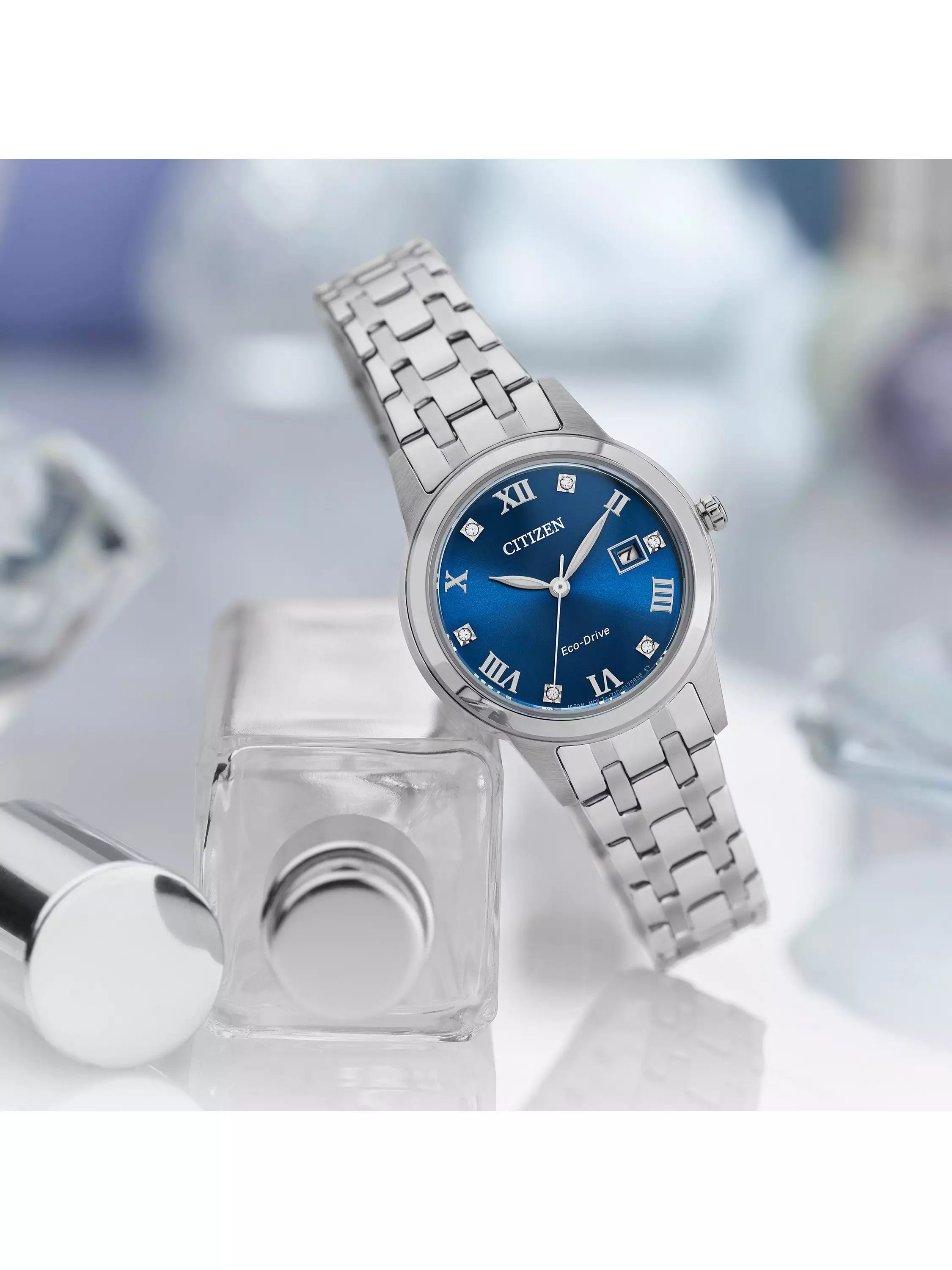 Citizen Women's Silhouette Crystal Date Eco-Drive Bracelet Strap Watch
