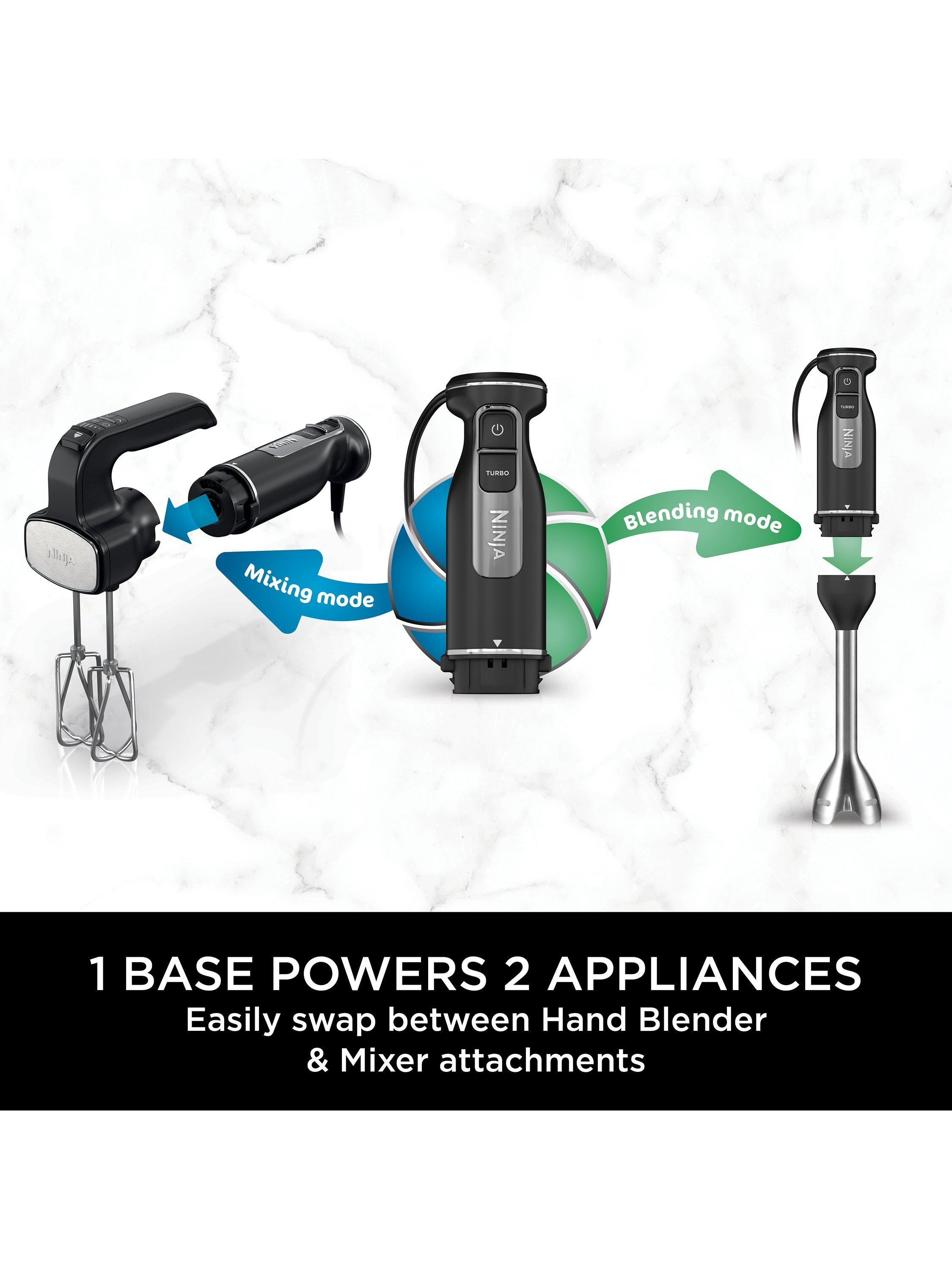 2-in-1 Hand Immersion Blender & Mixer, Silver/Black